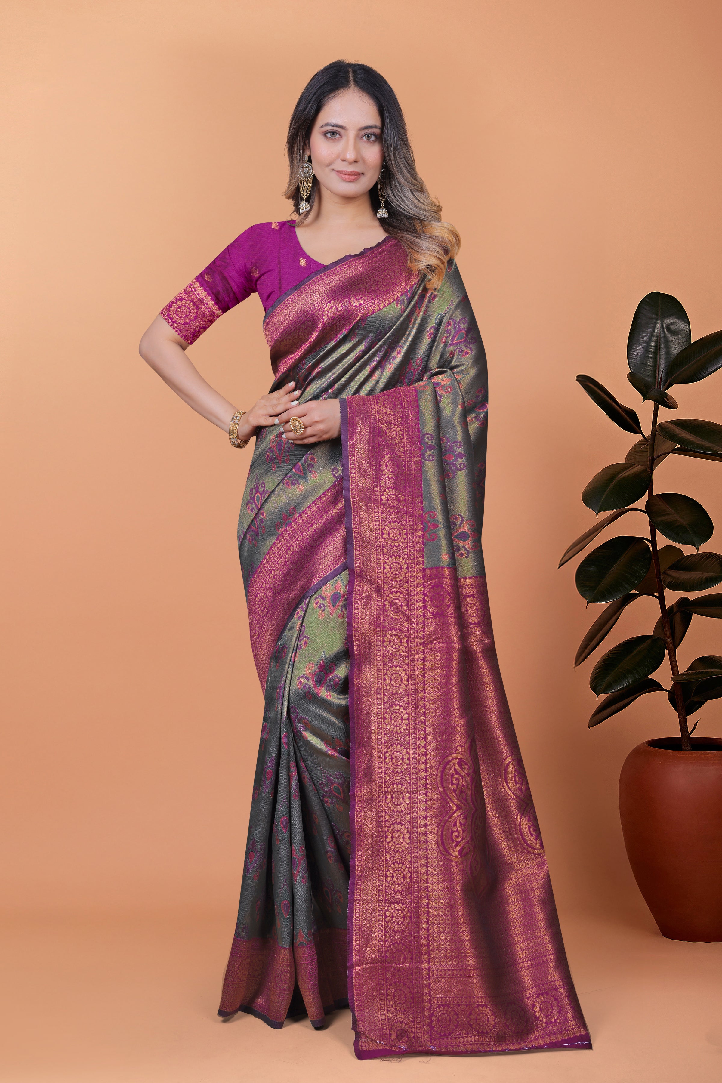 Royal Radiance Banarasi Silk Saree with 8 color option