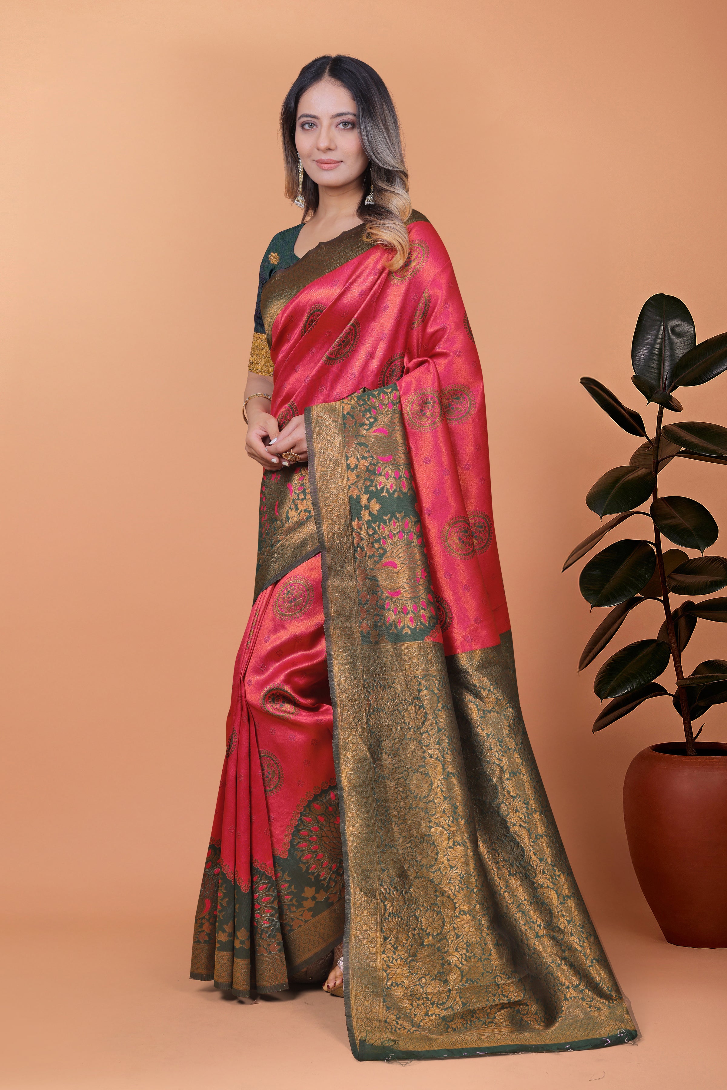 Banarasi Saree with Plum Borders with 8 Color