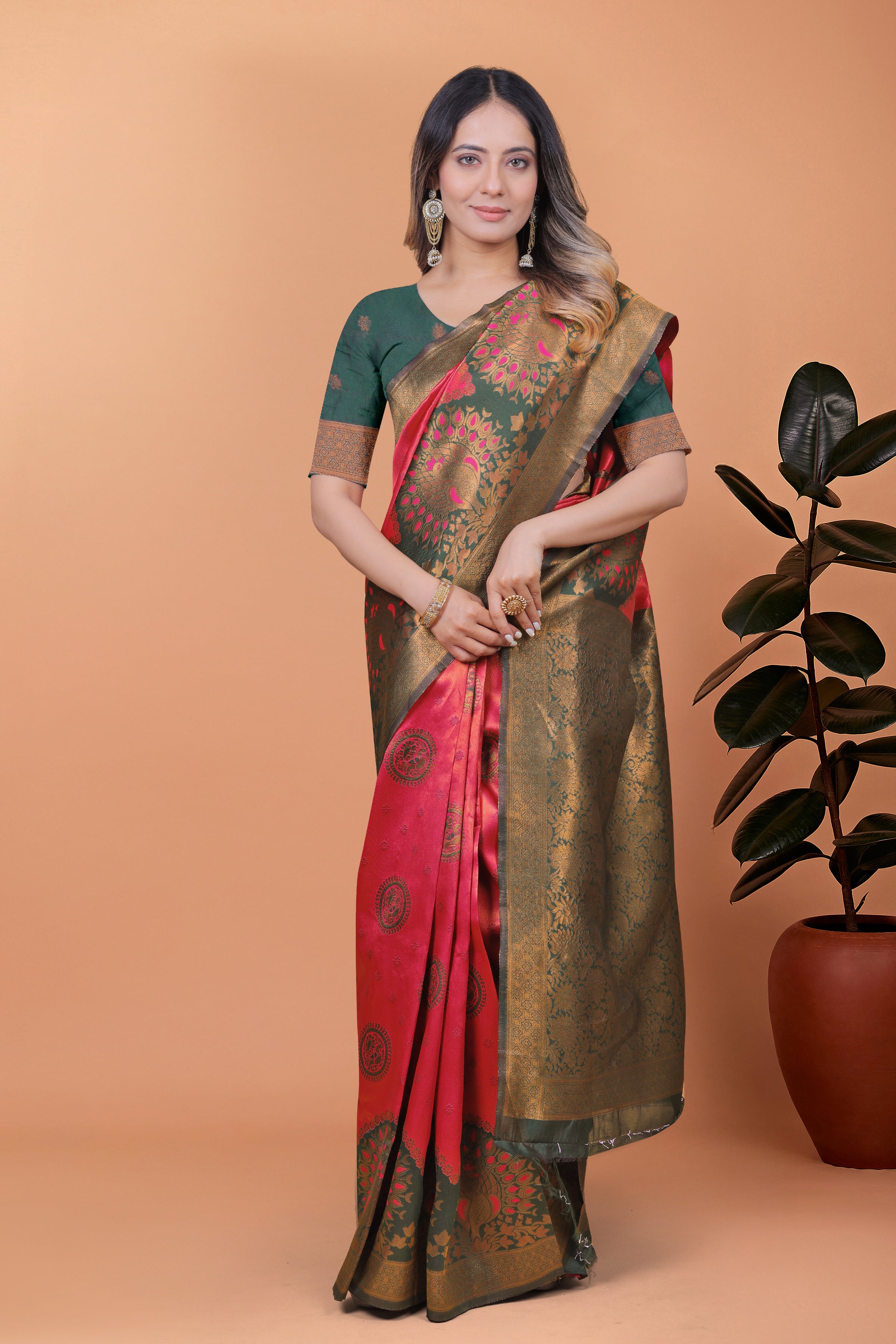 Banarasi Saree with Plum Borders with 8 Color