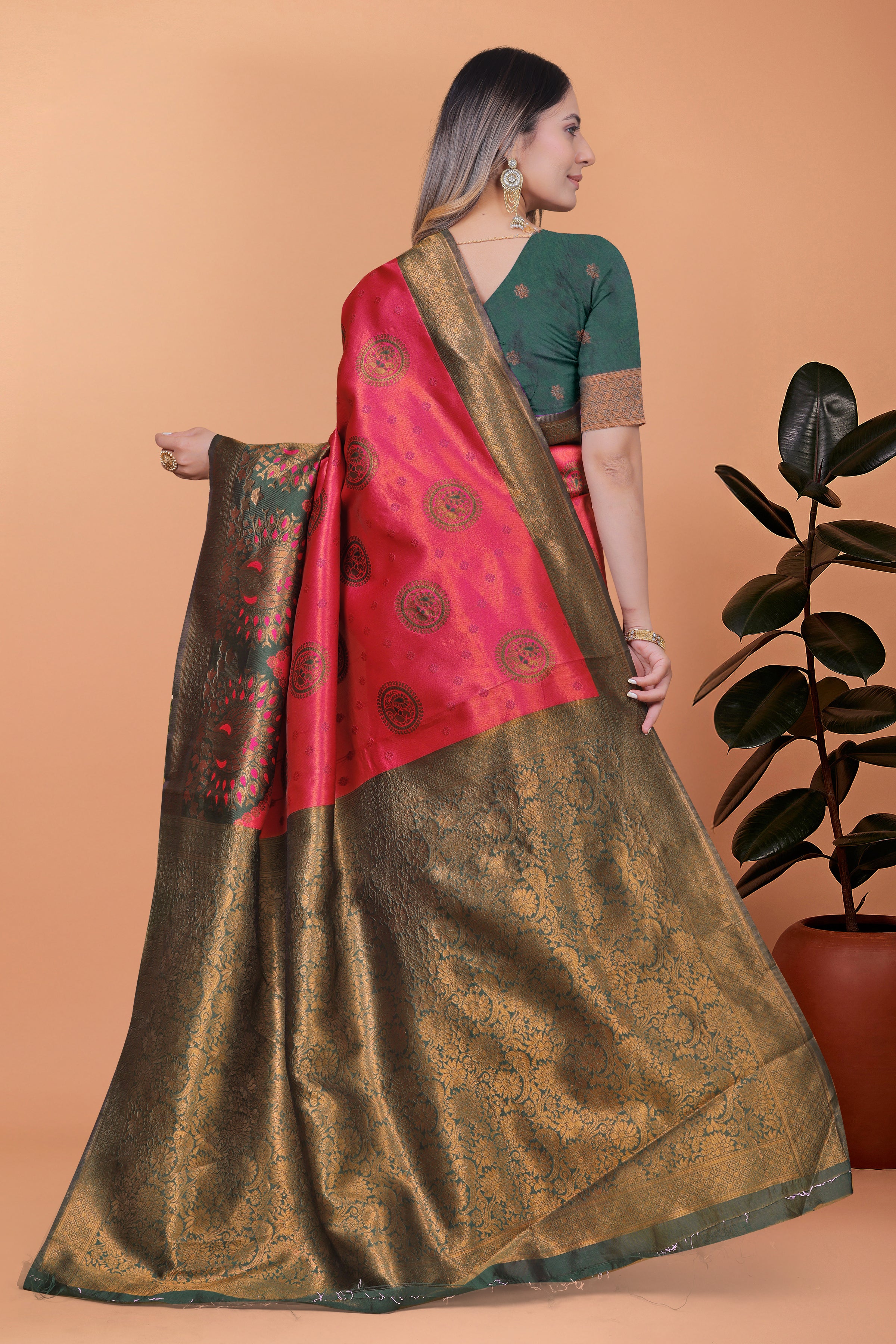 Banarasi Saree with Plum Borders with 8 Color