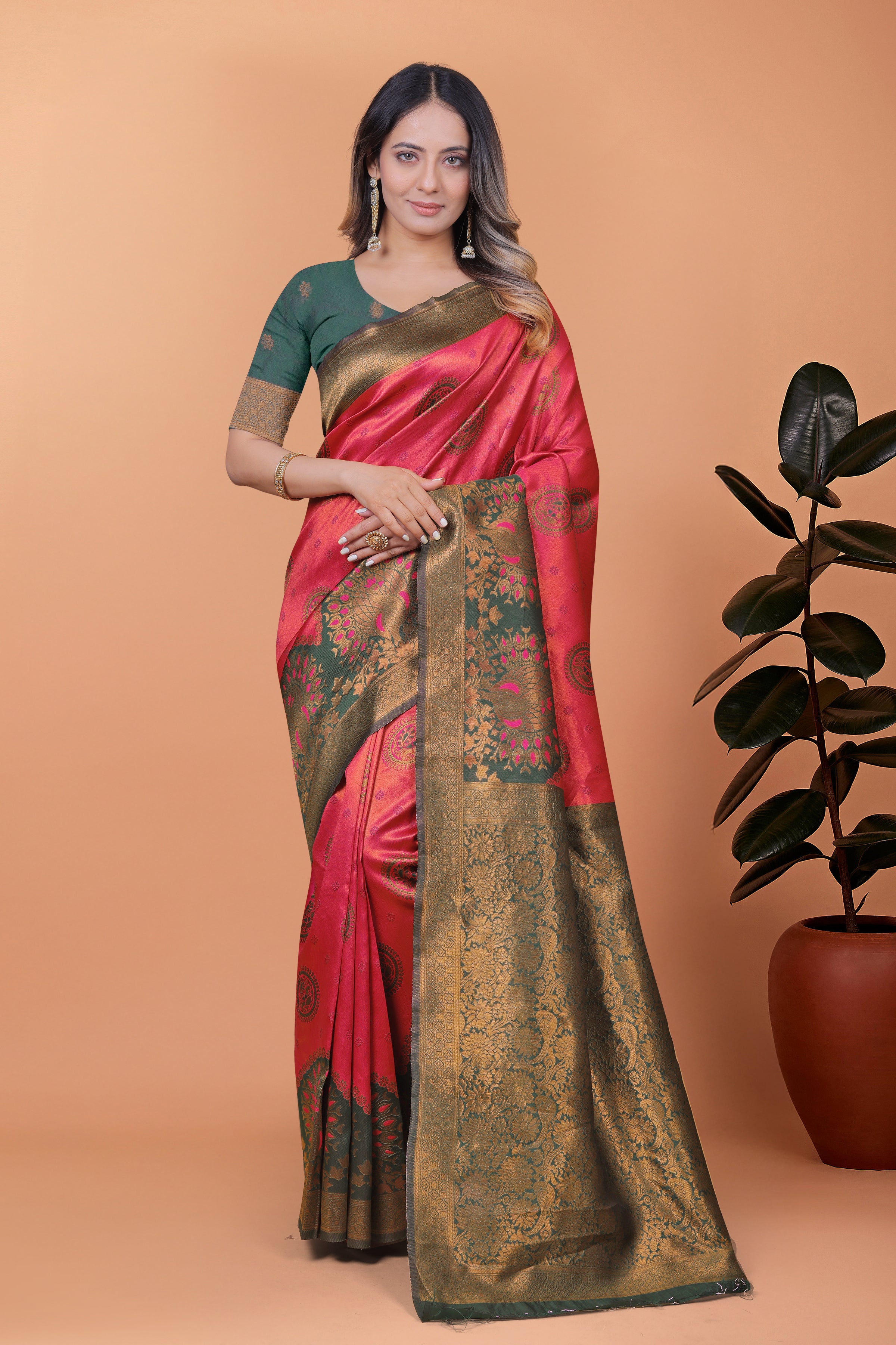 Banarasi Saree with Plum Borders with 8 Color