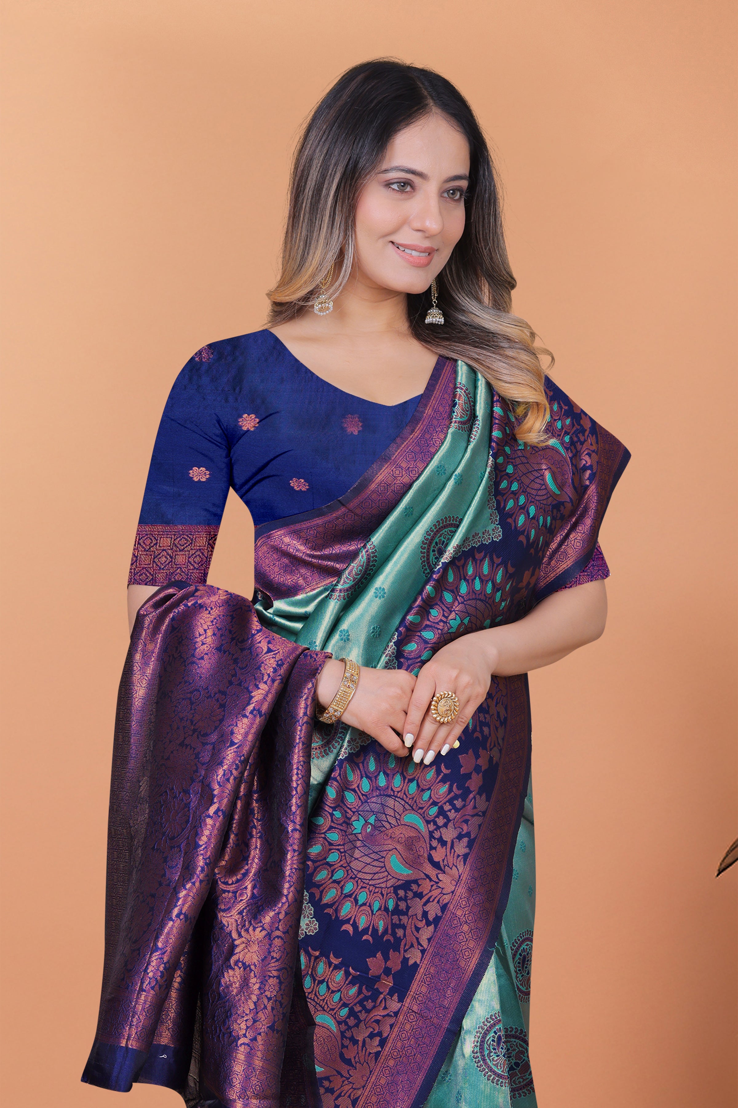 Banarasi Saree with Plum Borders with 8 Color