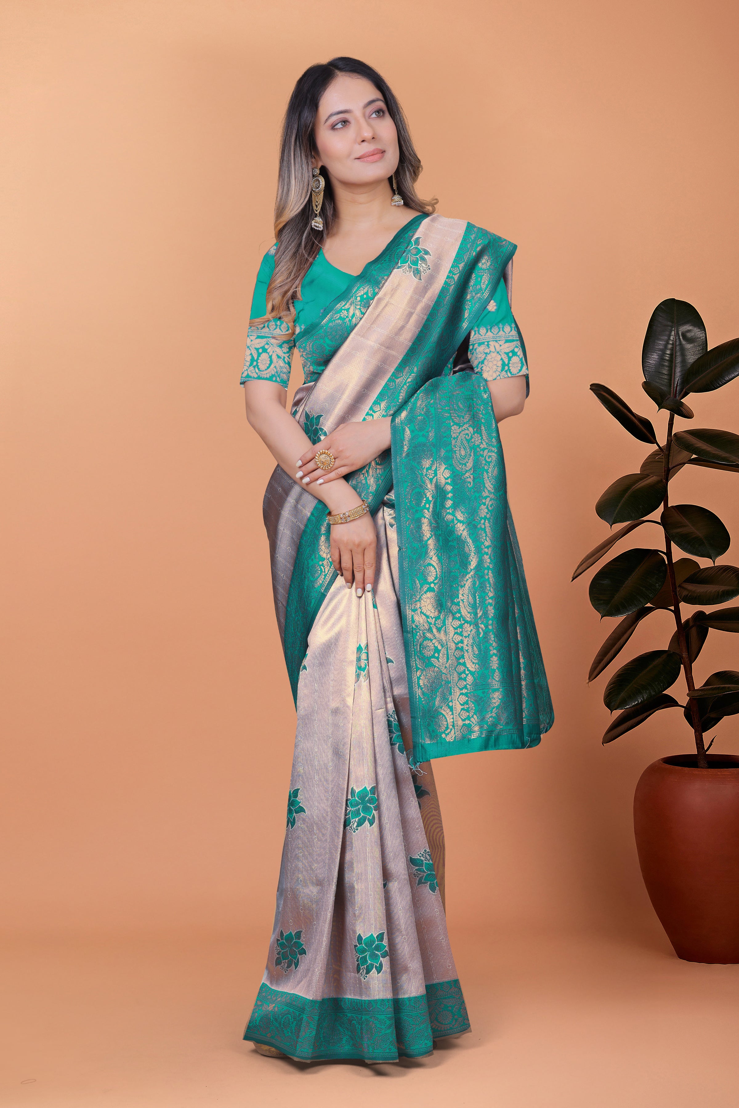 Banarasi Silk Saree with Lotus Motifs with 8 color option 🌺✨