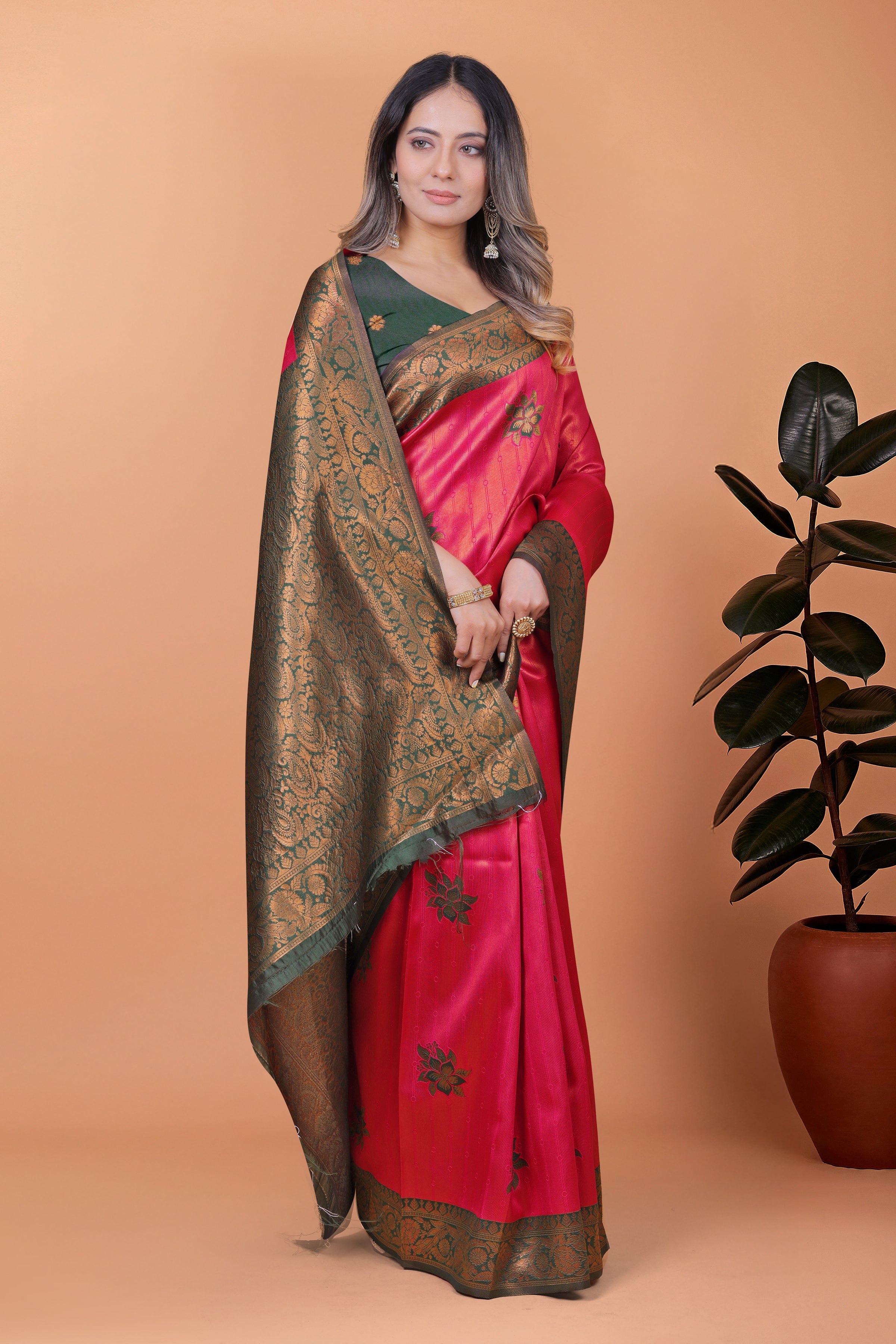 Banarasi Silk Saree with Lotus Motifs with 8 color option 🌺✨