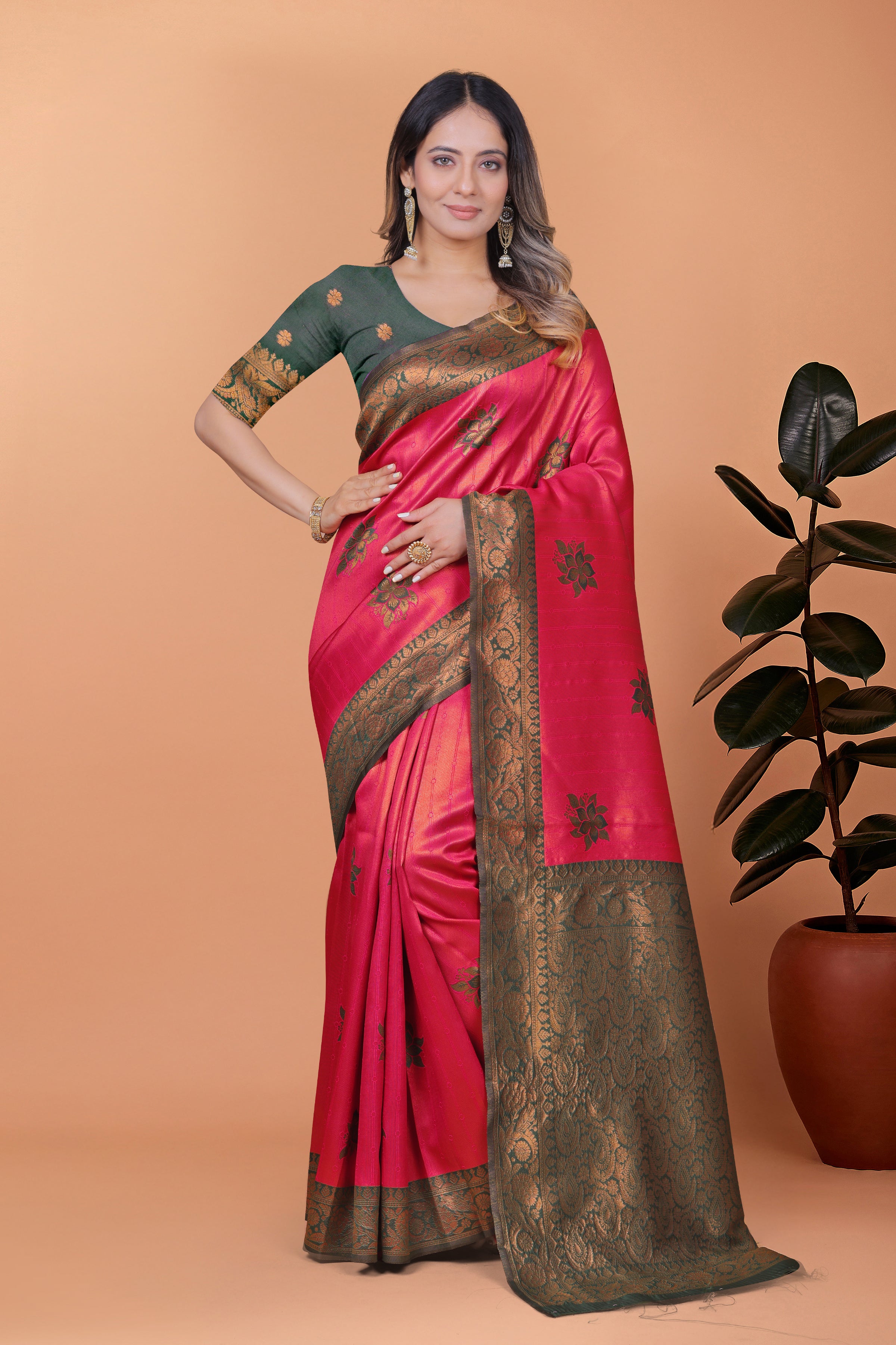 Banarasi Silk Saree with Lotus Motifs with 8 color option 🌺✨