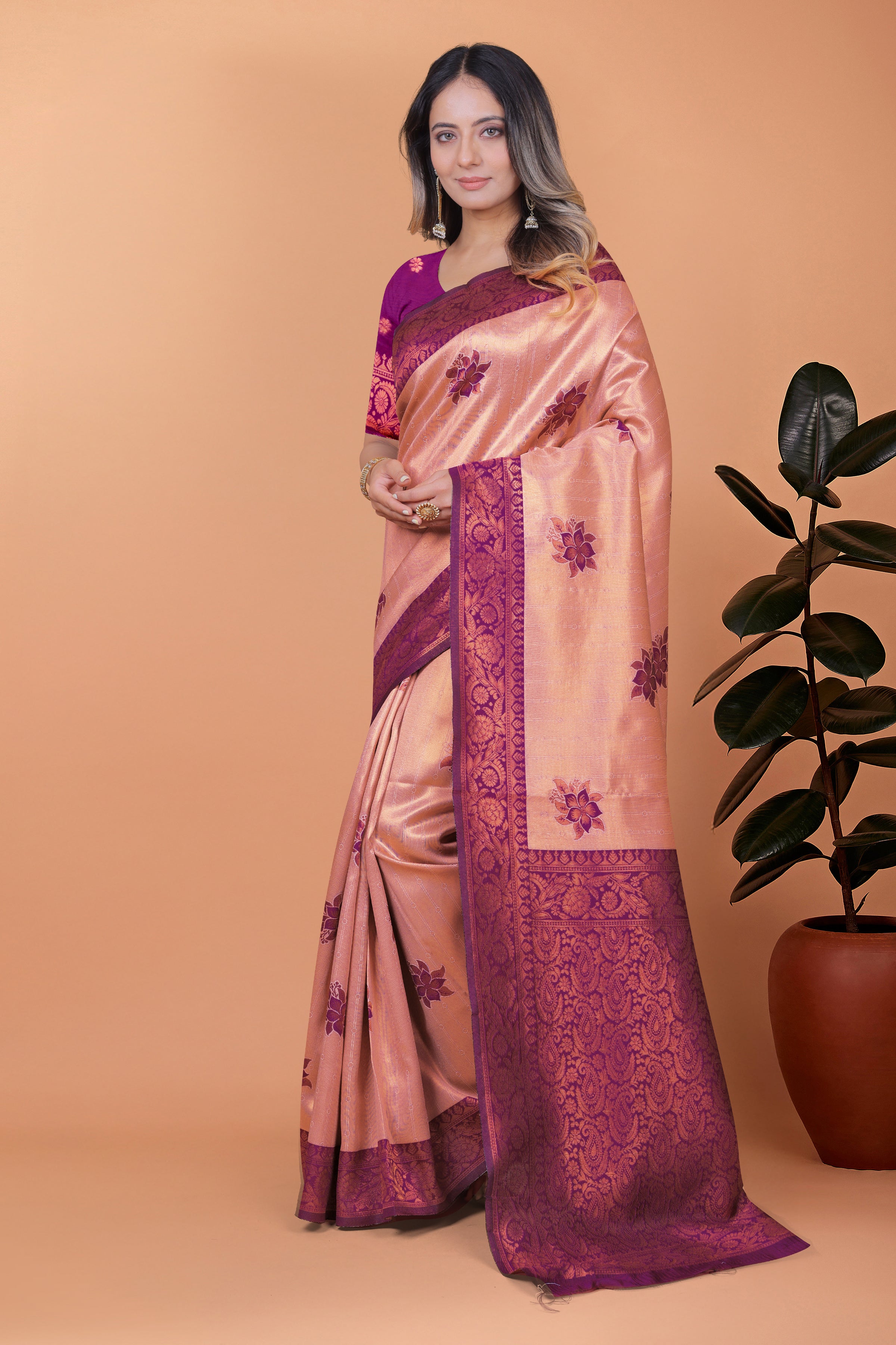 Banarasi Silk Saree with Lotus Motifs with 8 color option 🌺✨