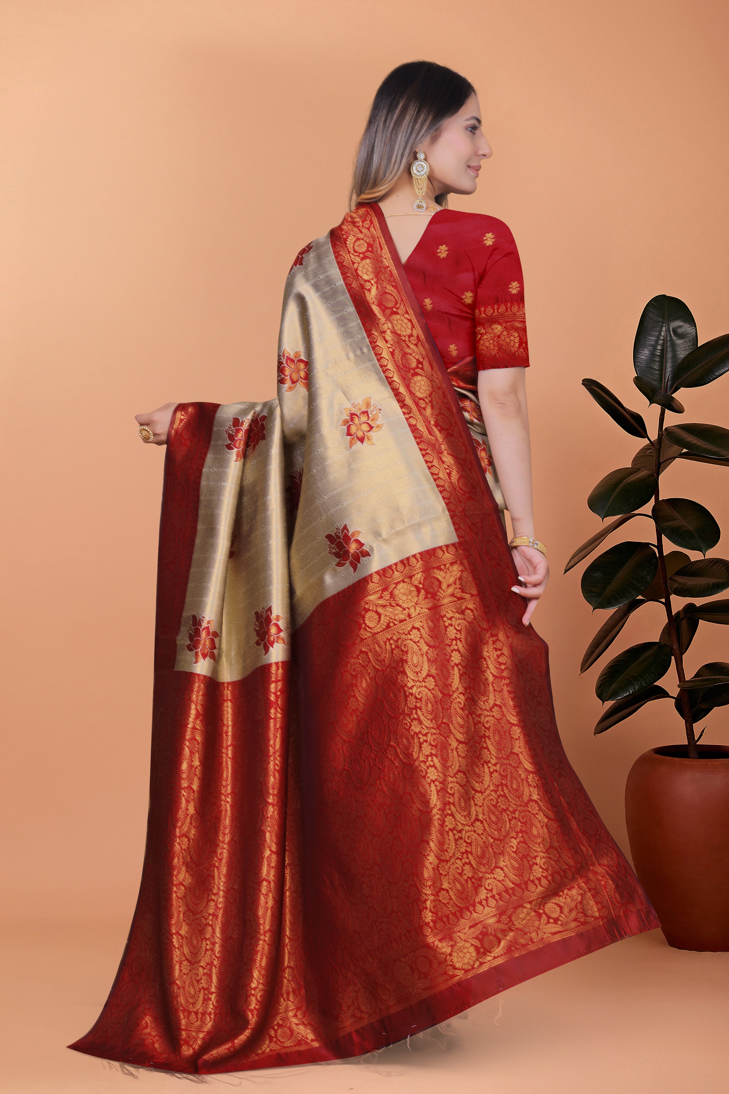 Banarasi Silk Saree with Lotus Motifs with 8 color option 🌺✨