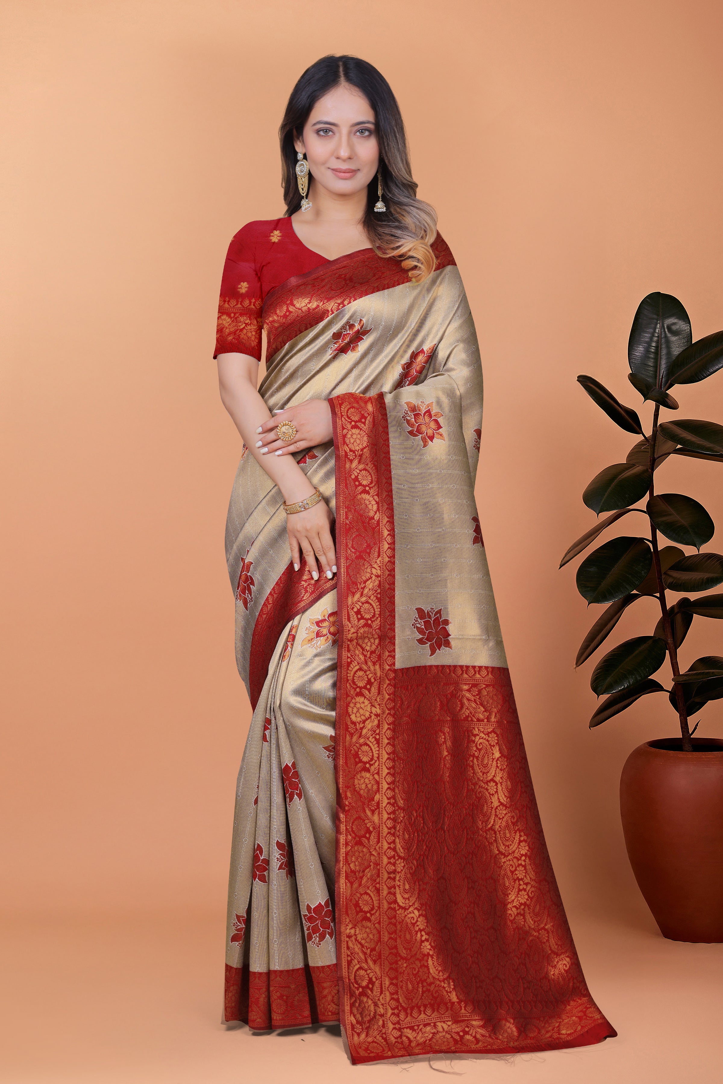 Banarasi Silk Saree with Lotus Motifs with 8 color option 🌺✨