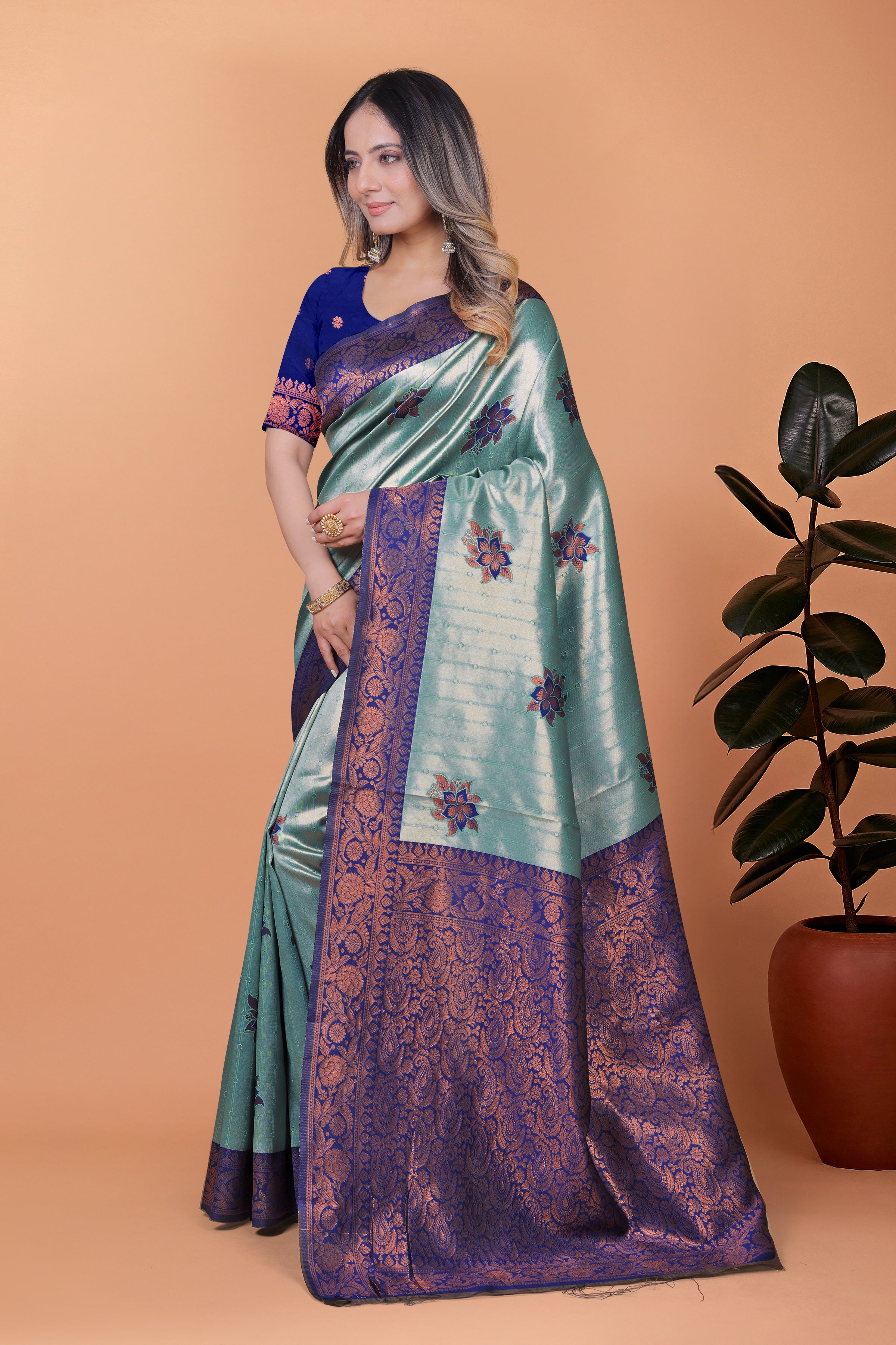 Banarasi Silk Saree with Lotus Motifs with 8 color option 🌺✨