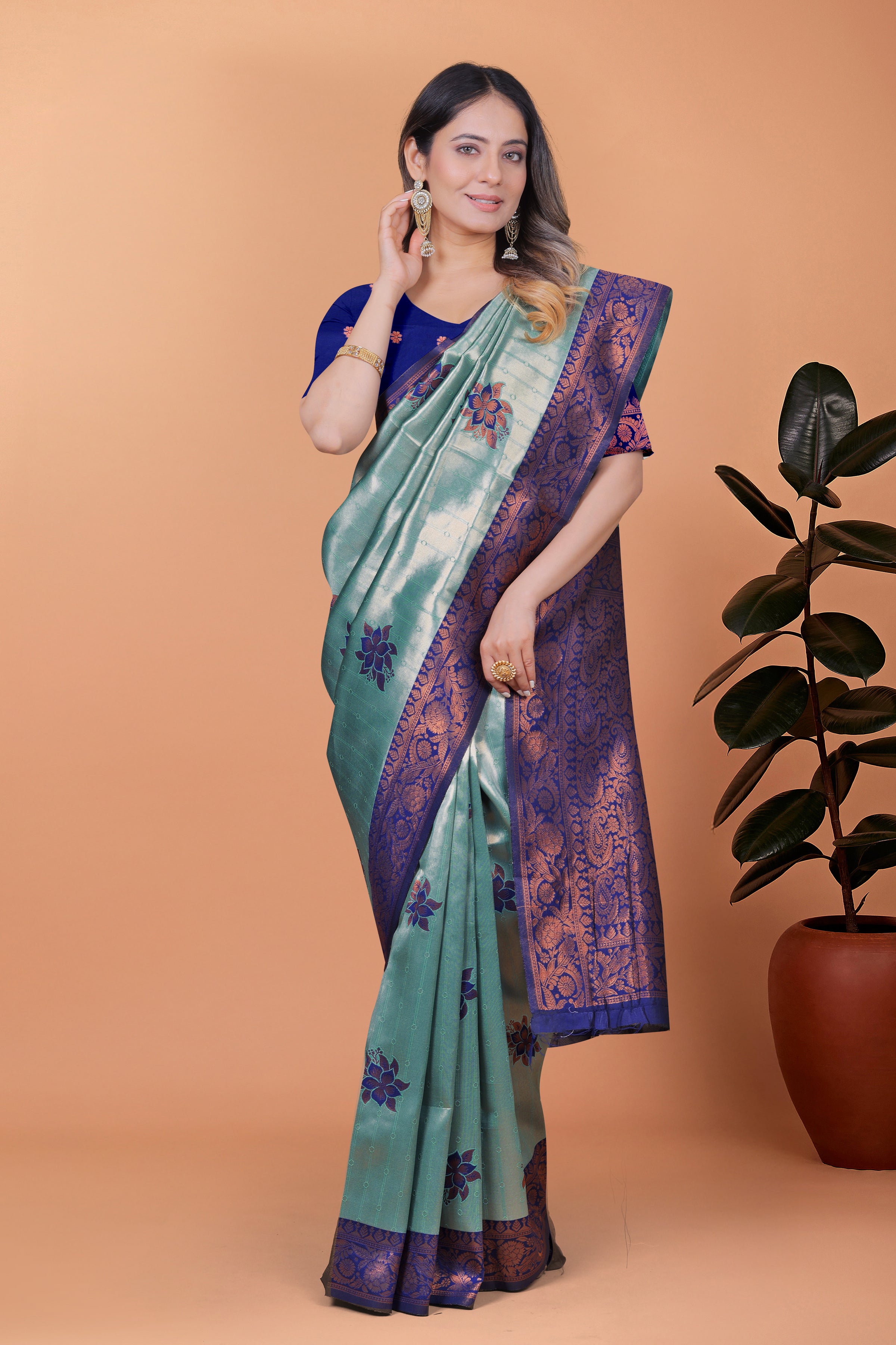 Banarasi Silk Saree with Lotus Motifs with 8 color option 🌺✨