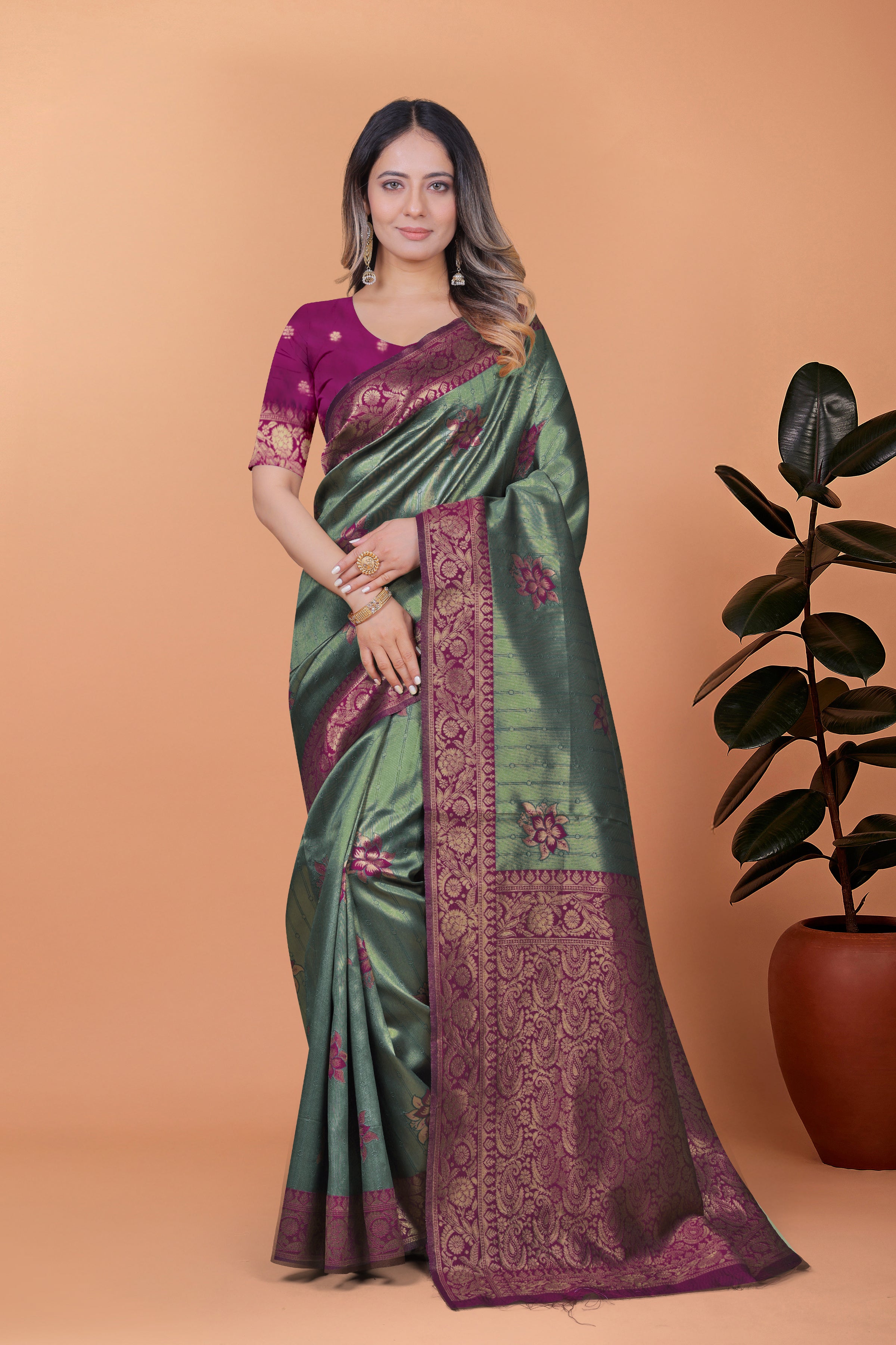 Banarasi Silk Saree with Lotus Motifs with 8 color option 🌺✨