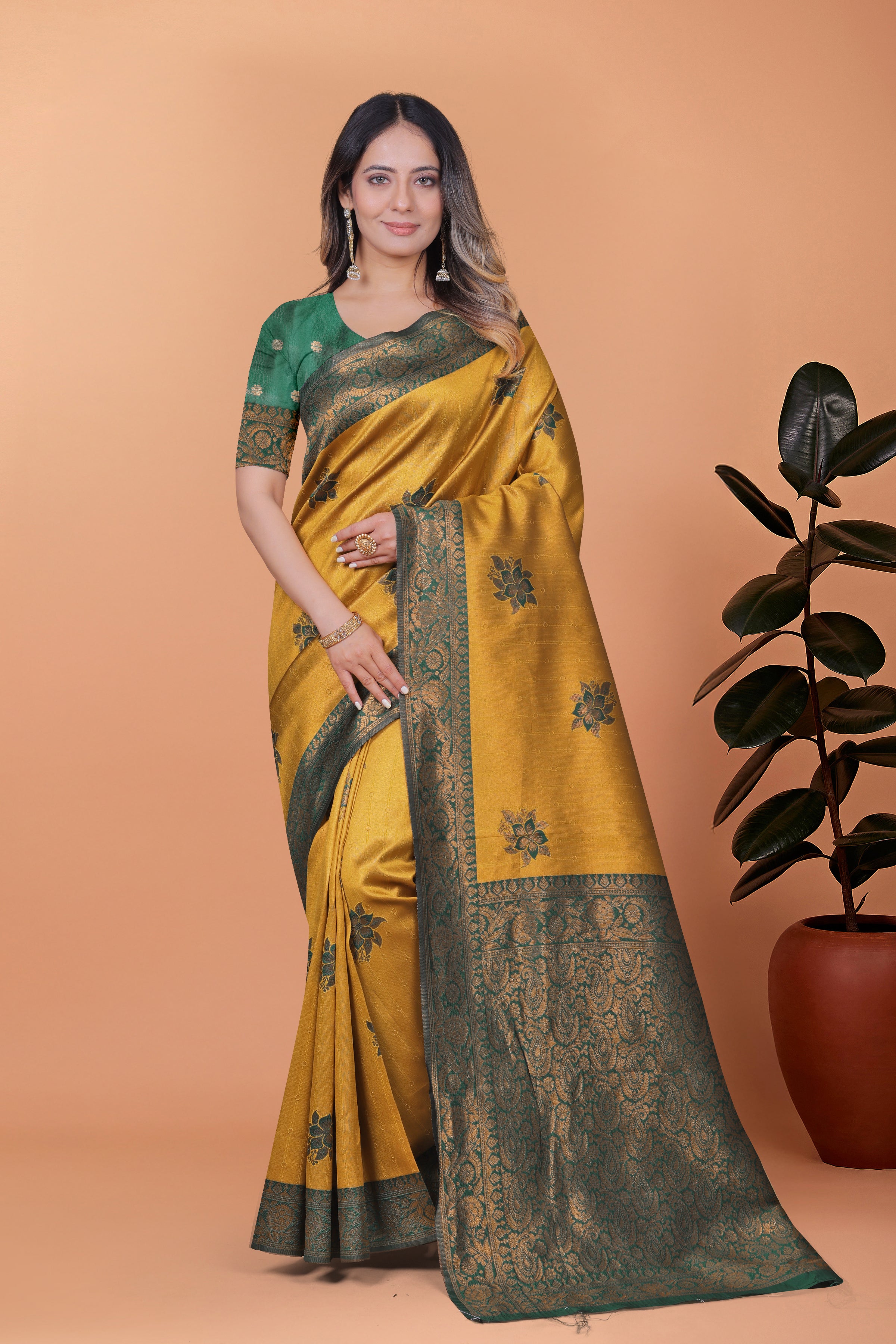 Banarasi Silk Saree with Lotus Motifs with 8 color option 🌺✨