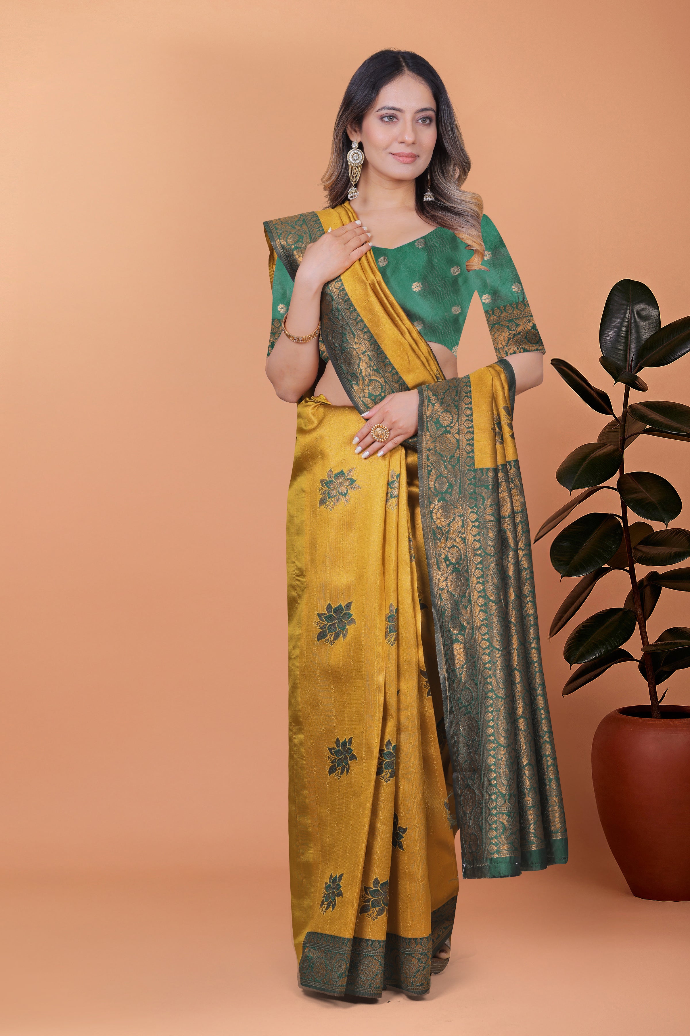 Banarasi Silk Saree with Lotus Motifs with 8 color option 🌺✨