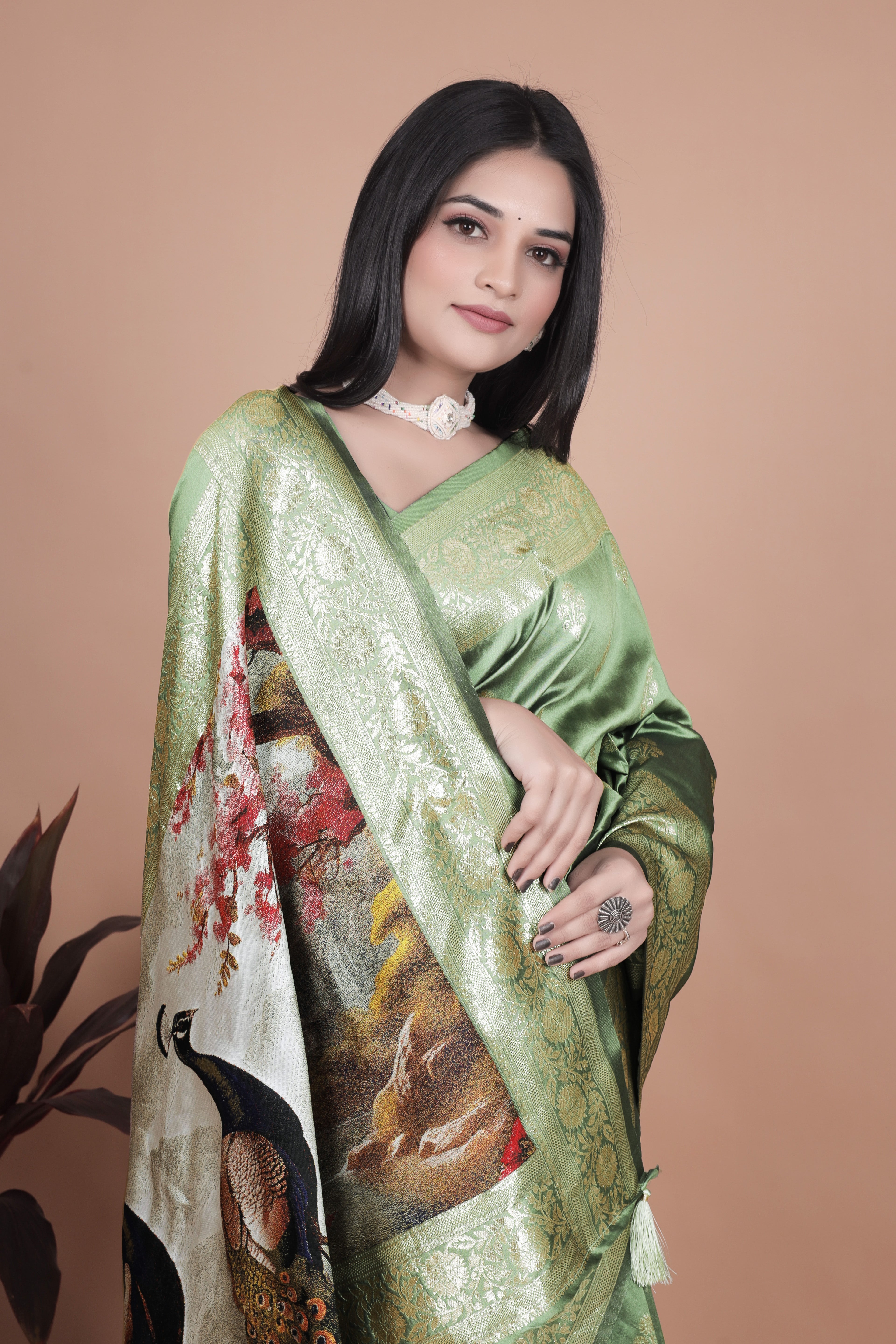 Royal Purple Banarasi Silk Saree with Peacock Pallu Design