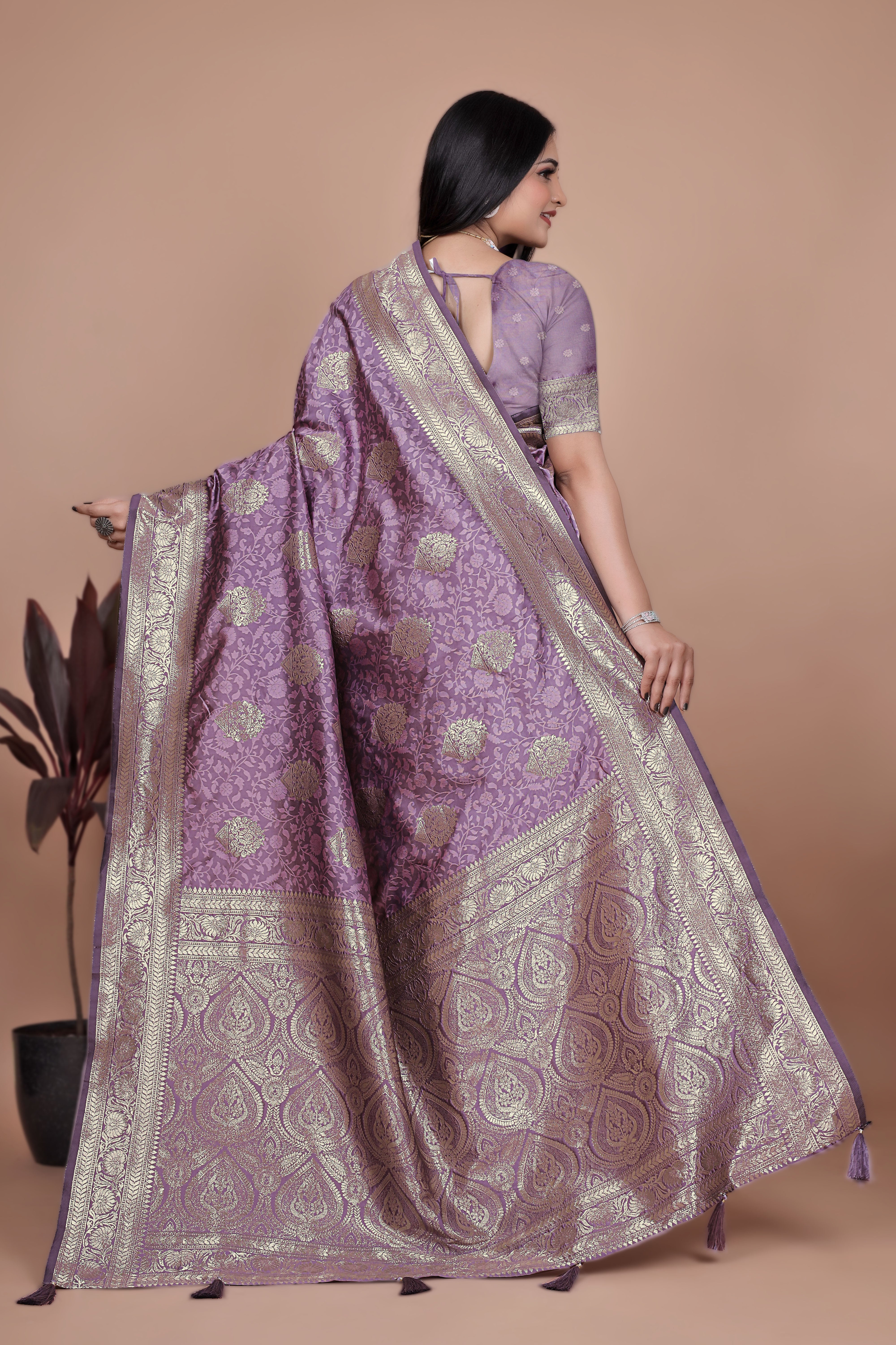 Banarasi Silk Saree with Gold Zari Butti & Ornate Pallu with 4 color option ✨💠