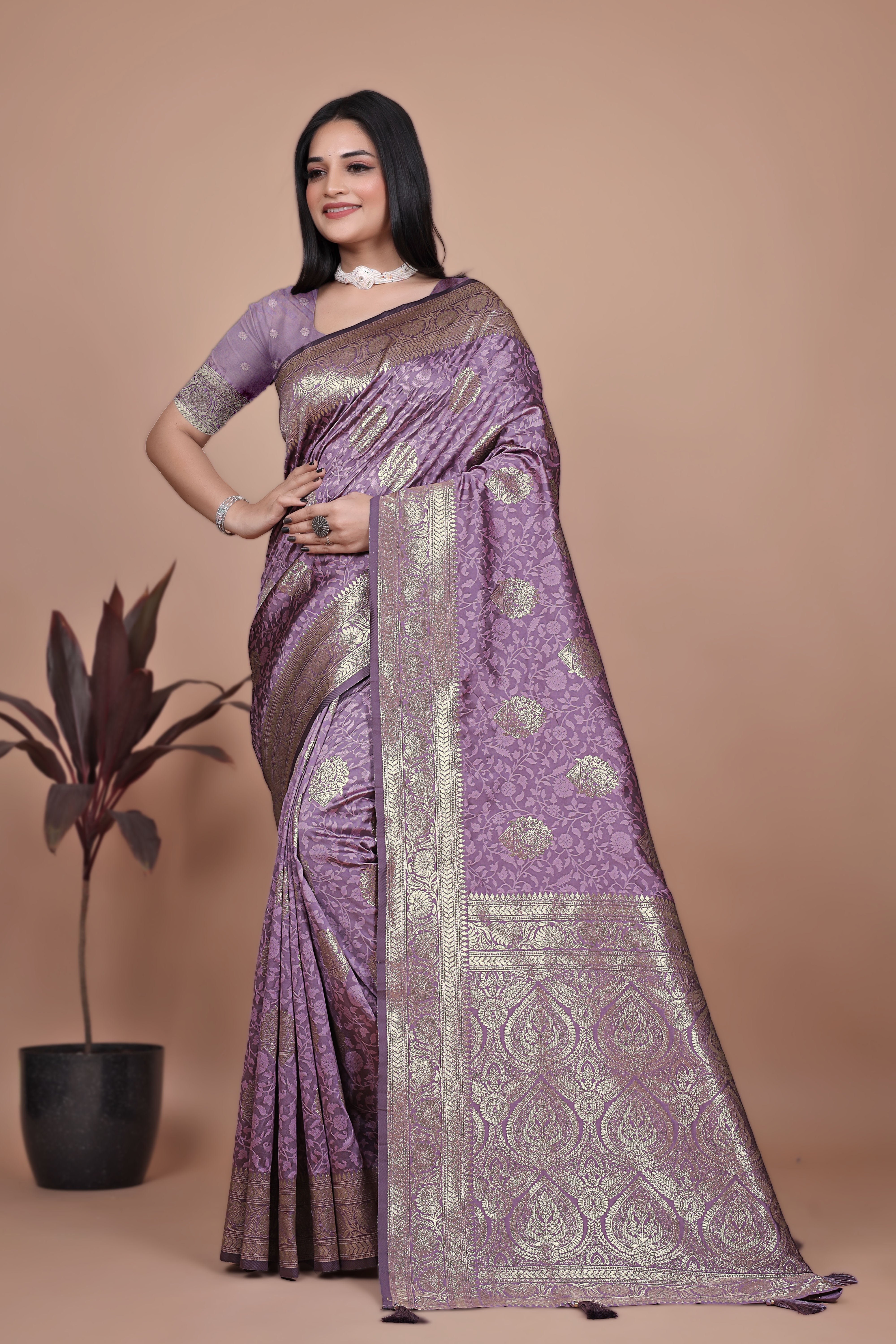 Banarasi Silk Saree with Gold Zari Butti & Ornate Pallu with 4 color option ✨💠