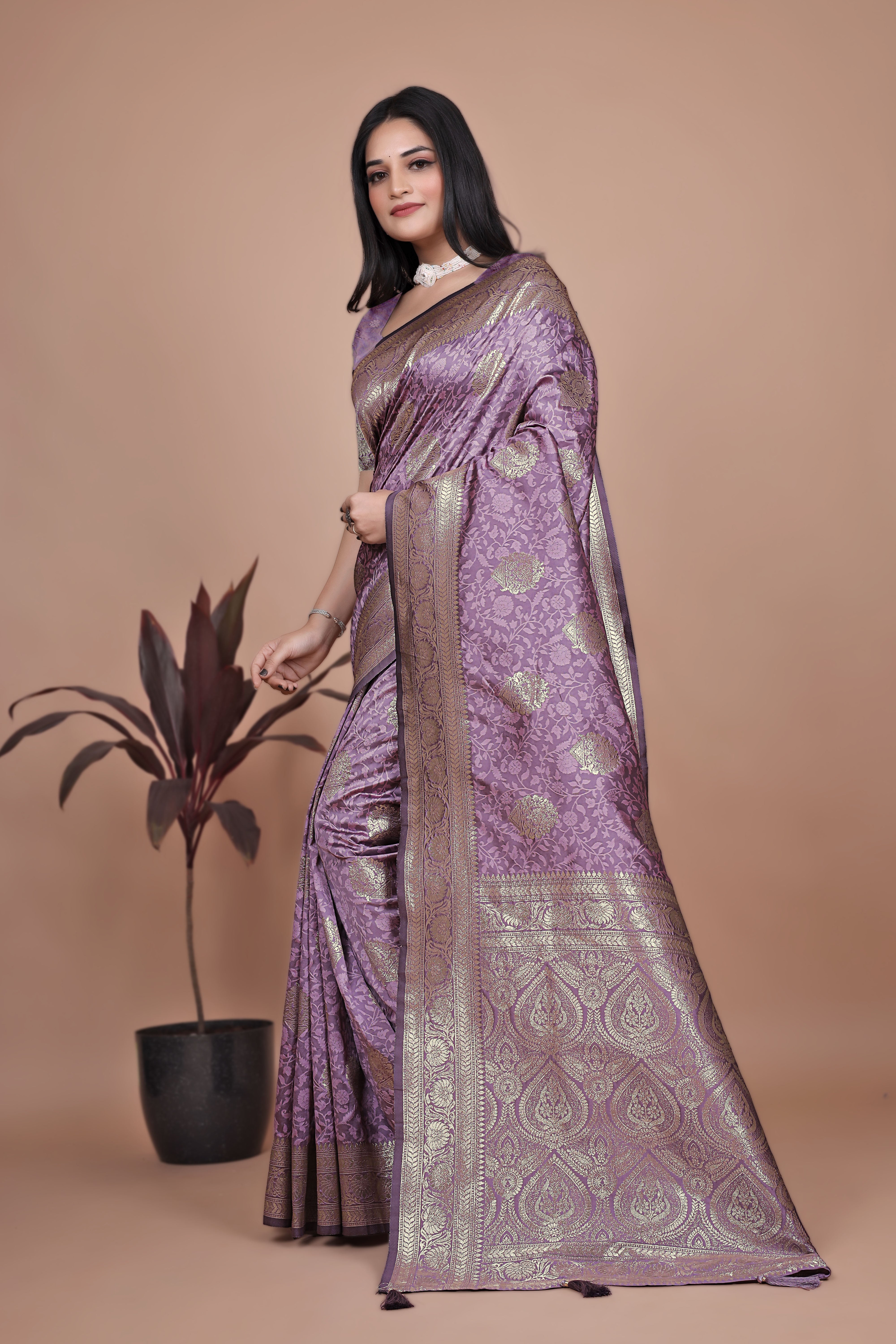 Banarasi Silk Saree with Gold Zari Butti & Ornate Pallu with 4 color option ✨💠