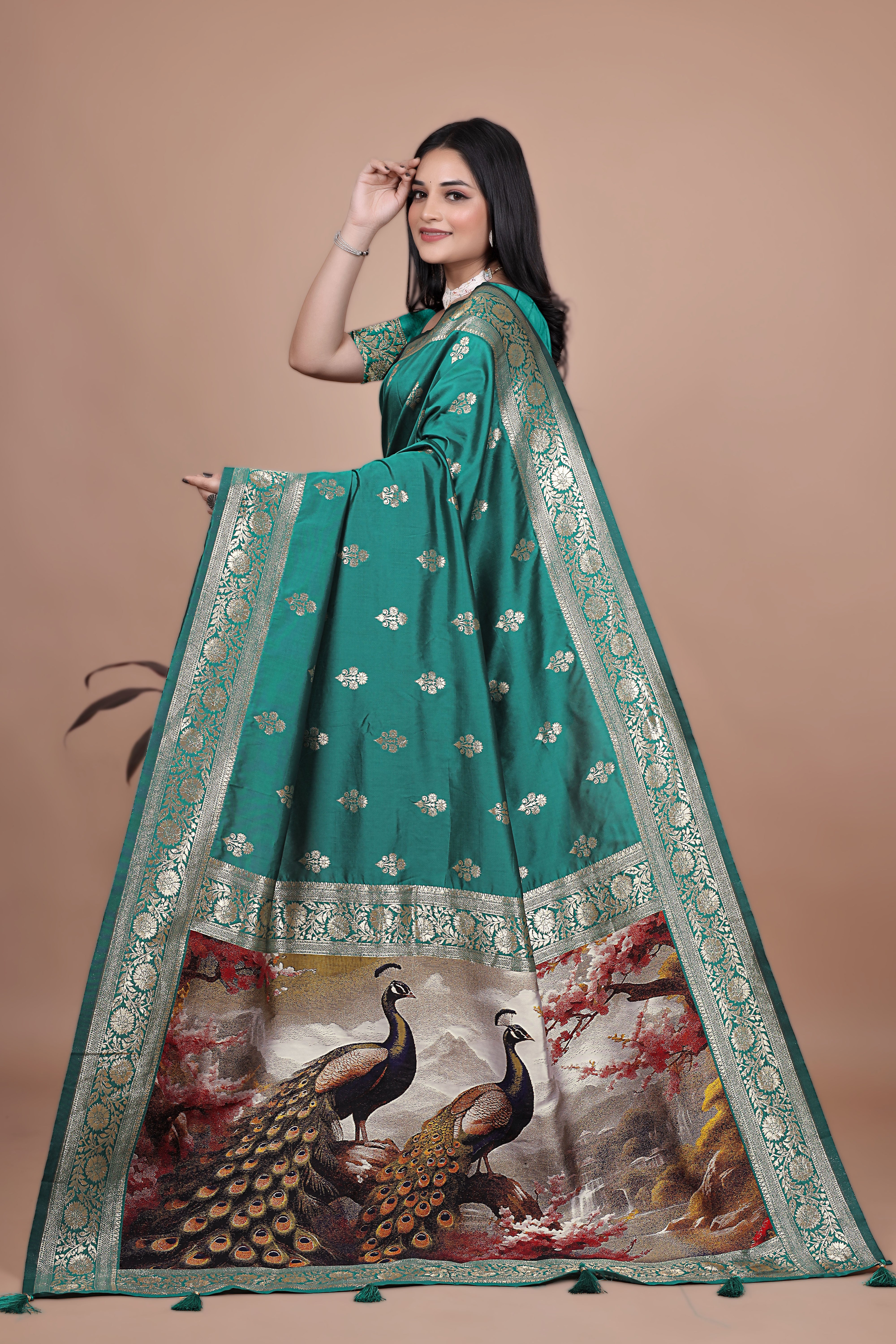 Royal Purple Banarasi Silk Saree with Peacock Pallu Design