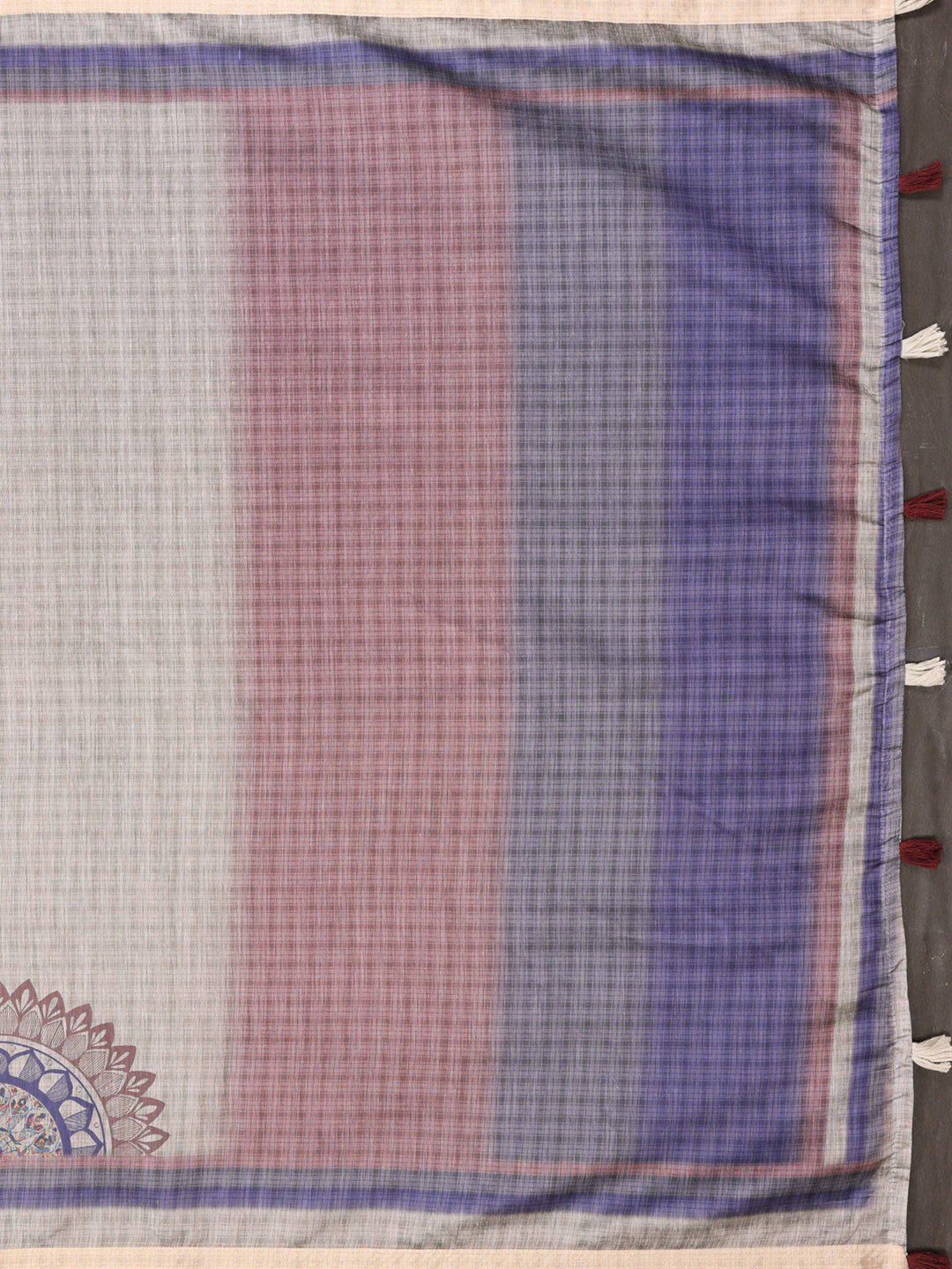 Grey Checked Black Chanderi Saree