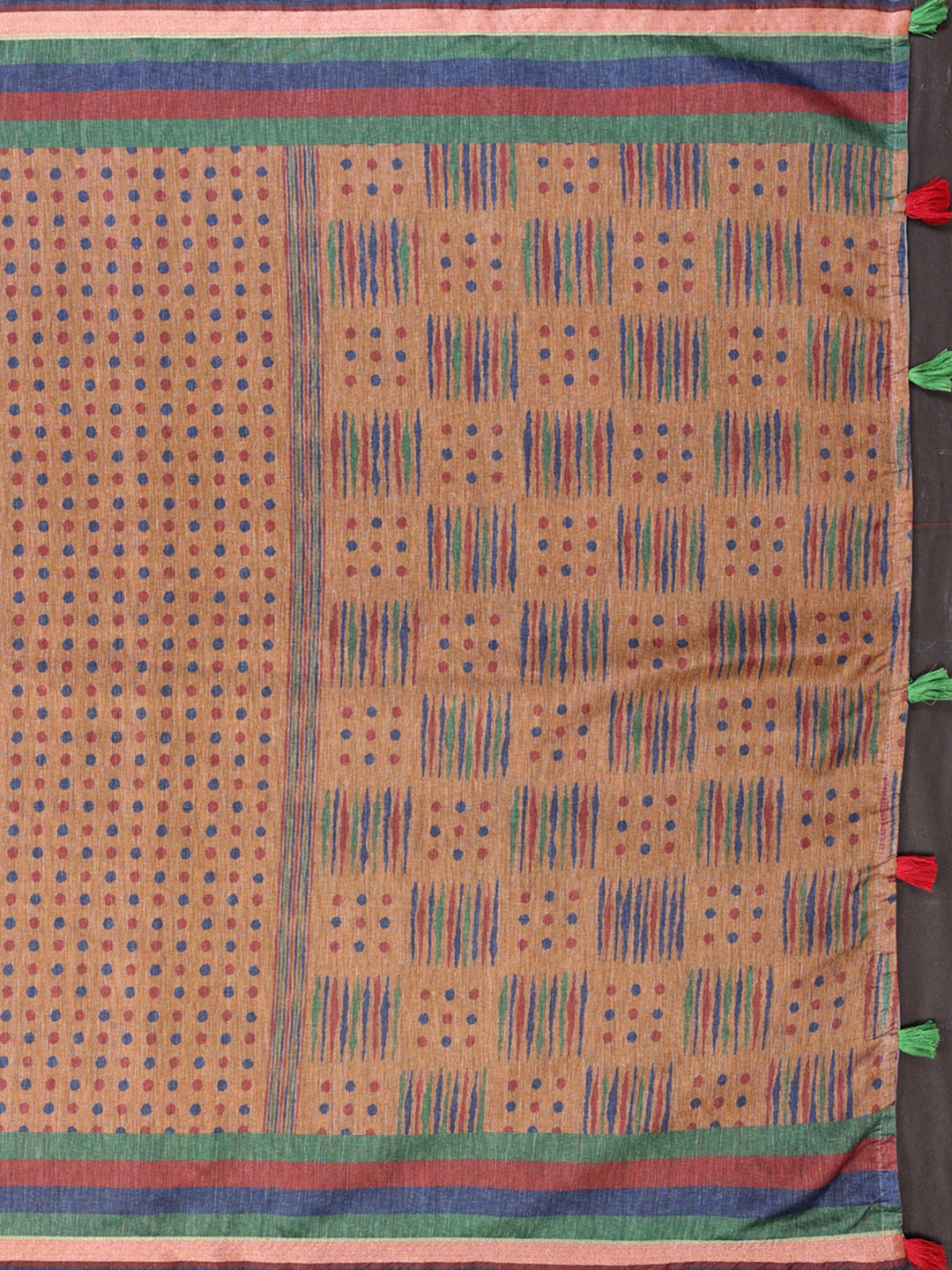 Mustard Brown Geometric Black Chanderi Saree