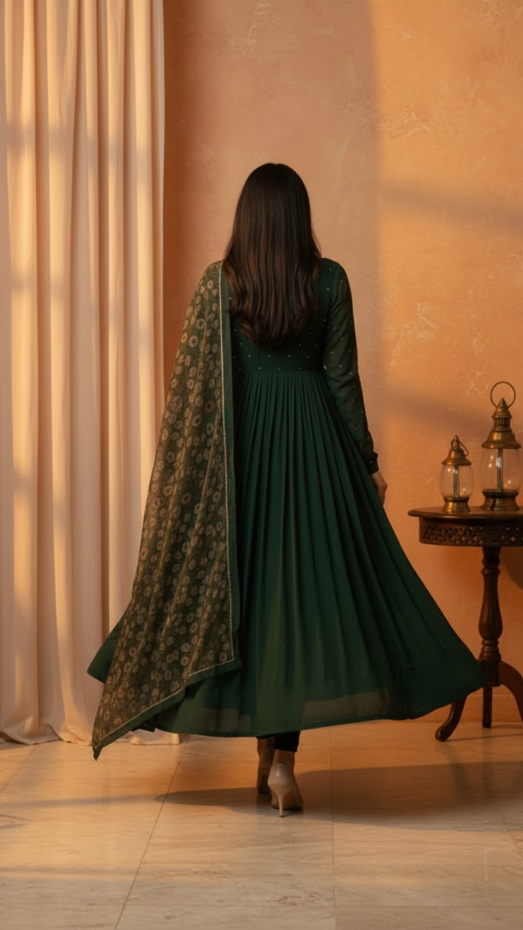 Deep Green Classic Anarkali Set