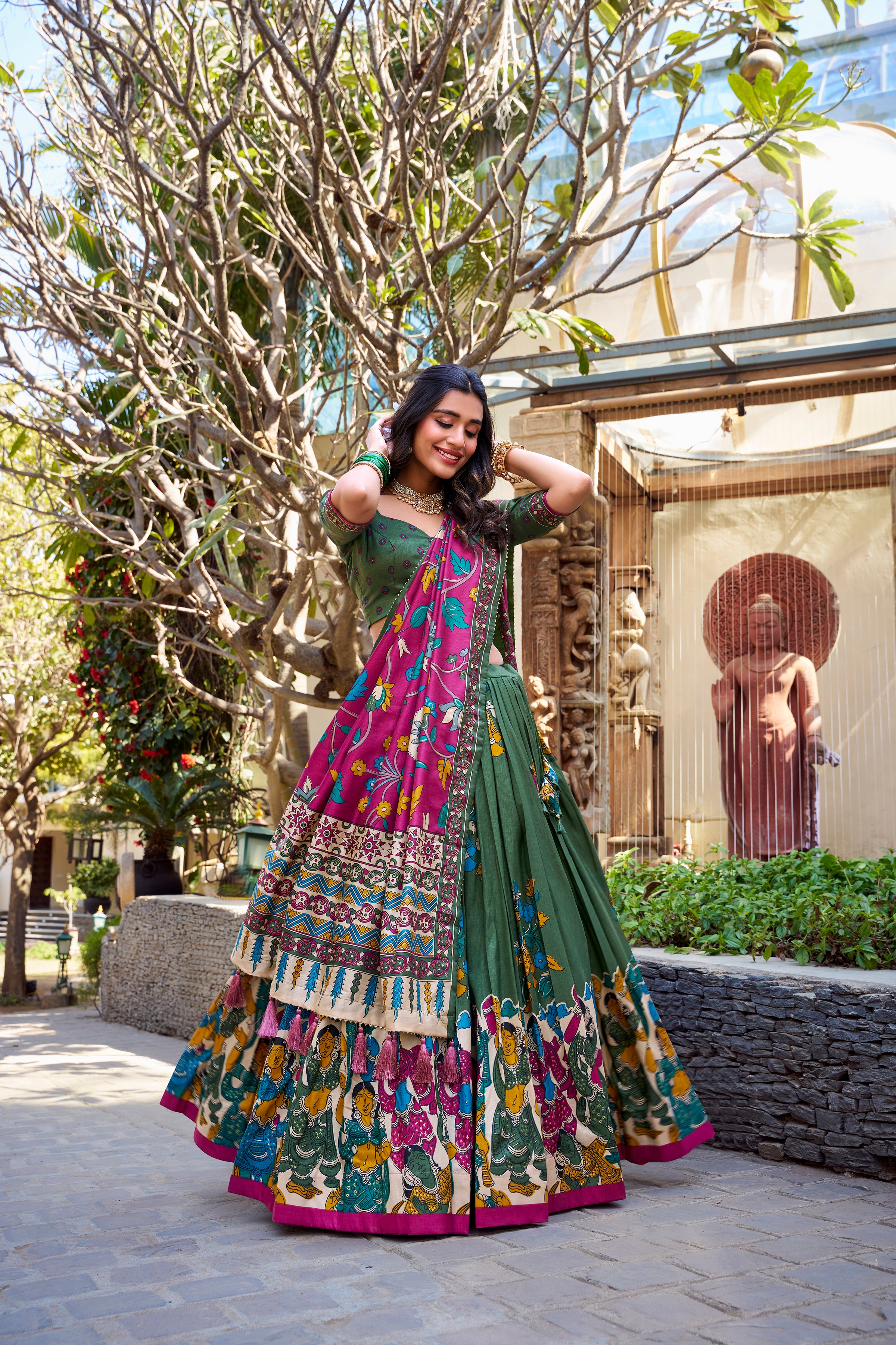 Tussar Silk Floral Patola Lehenga Set