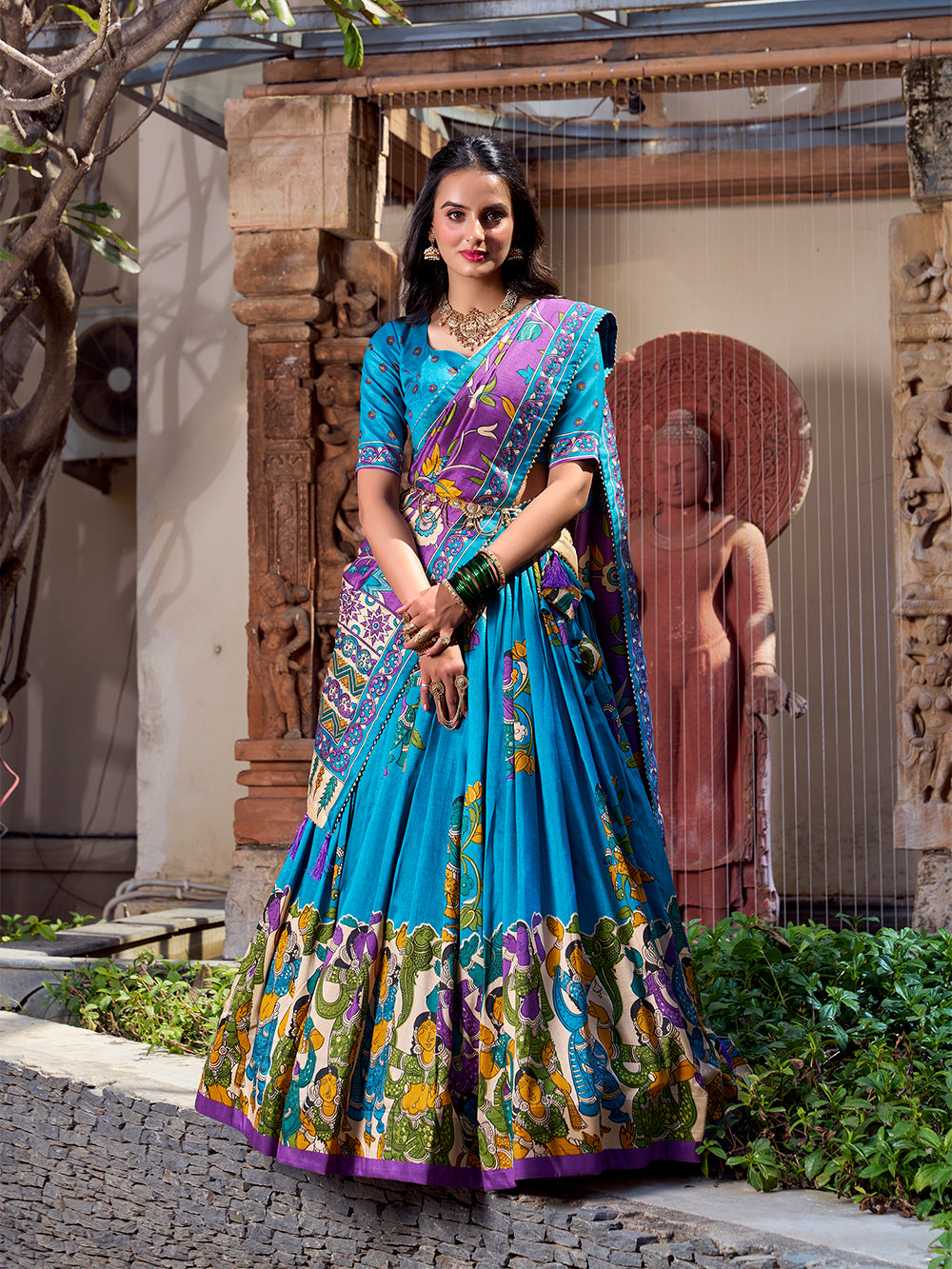 Tussar Silk Floral Patola Lehenga Set