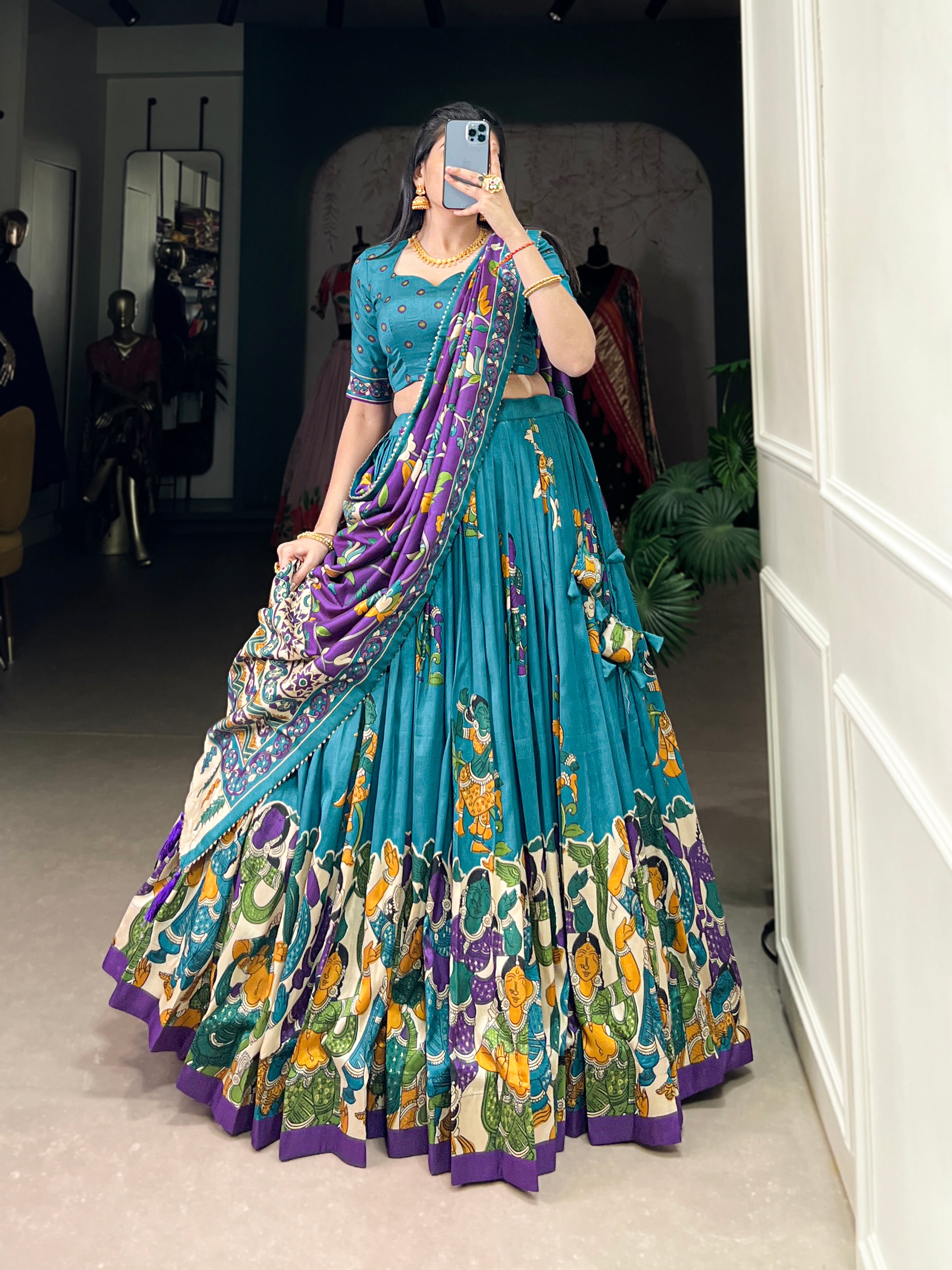 Tussar Silk Floral Patola Lehenga Set