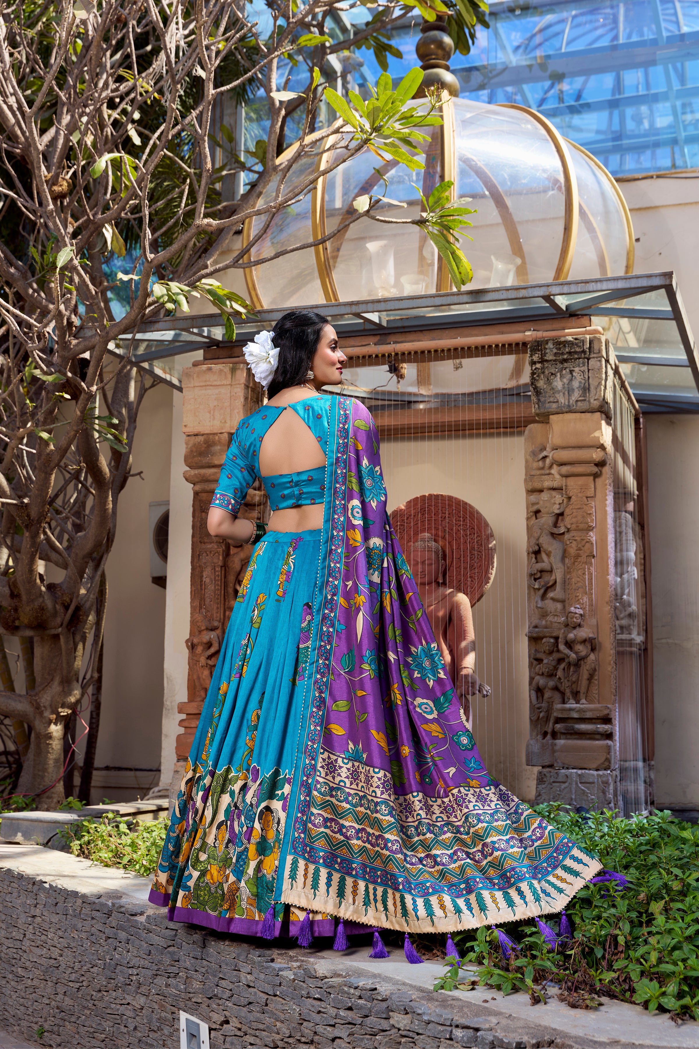 Tussar Silk Floral Patola Lehenga Set