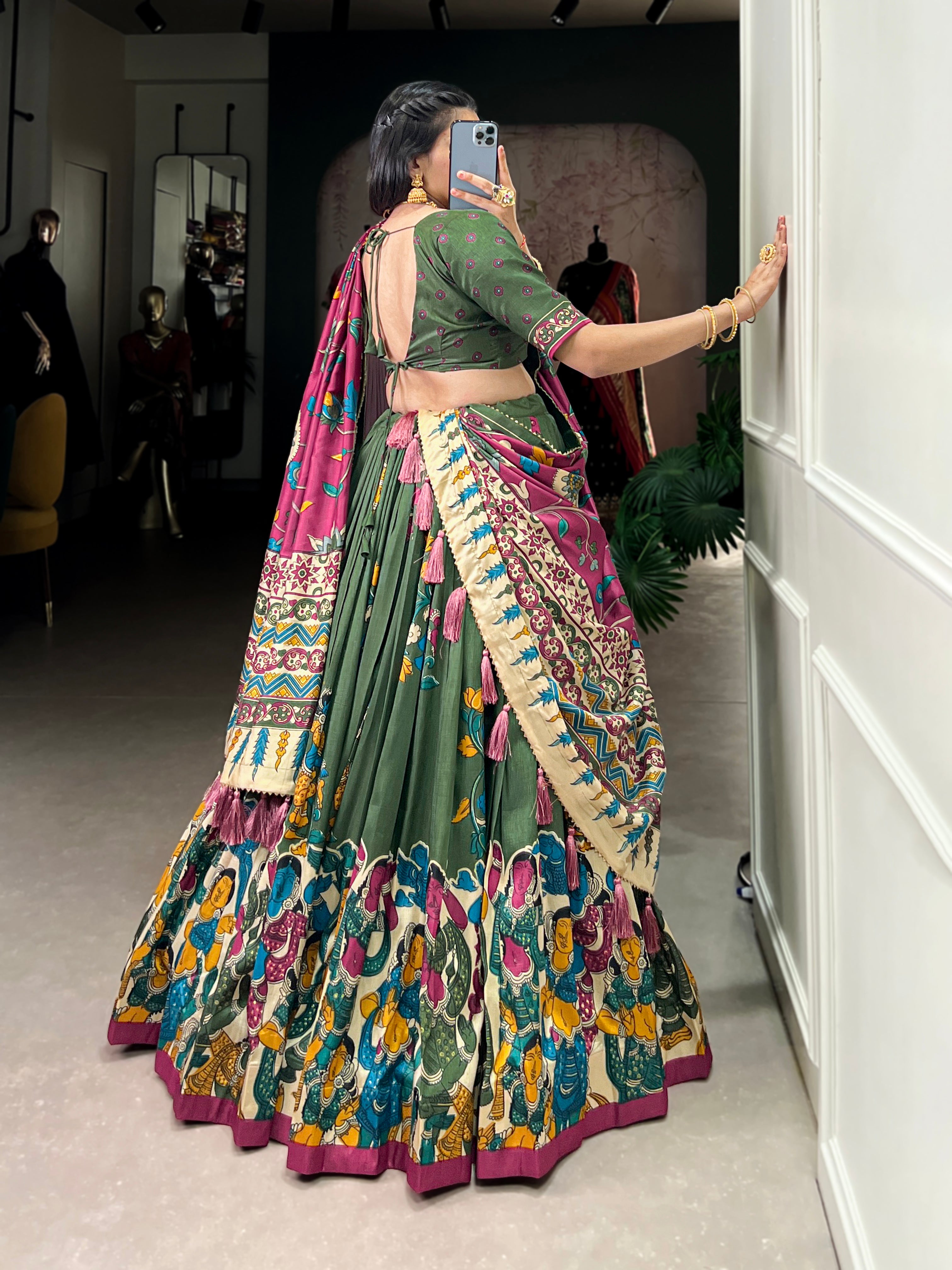 Tussar Silk Floral Patola Lehenga Set