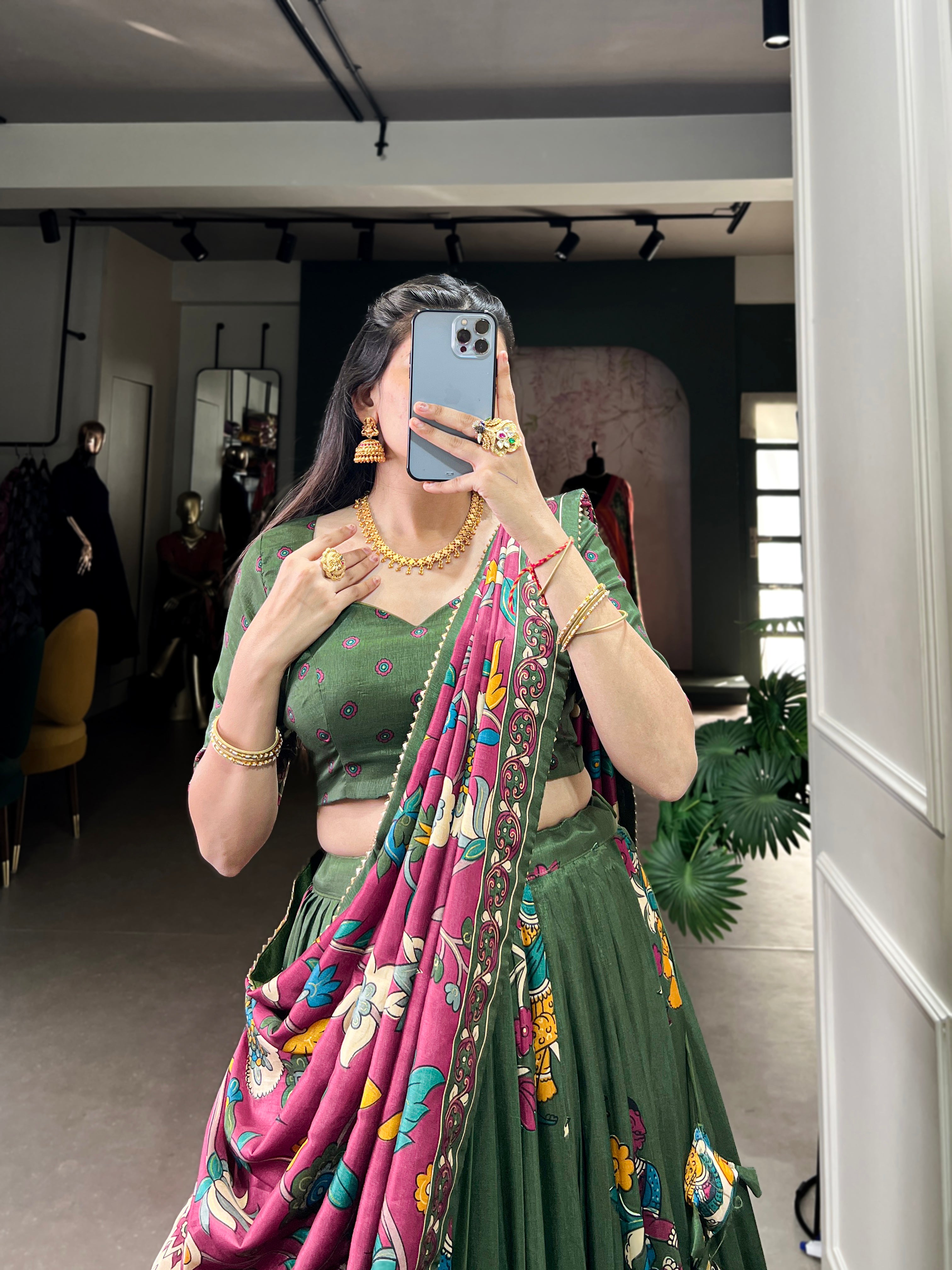 Tussar Silk Floral Patola Lehenga Set