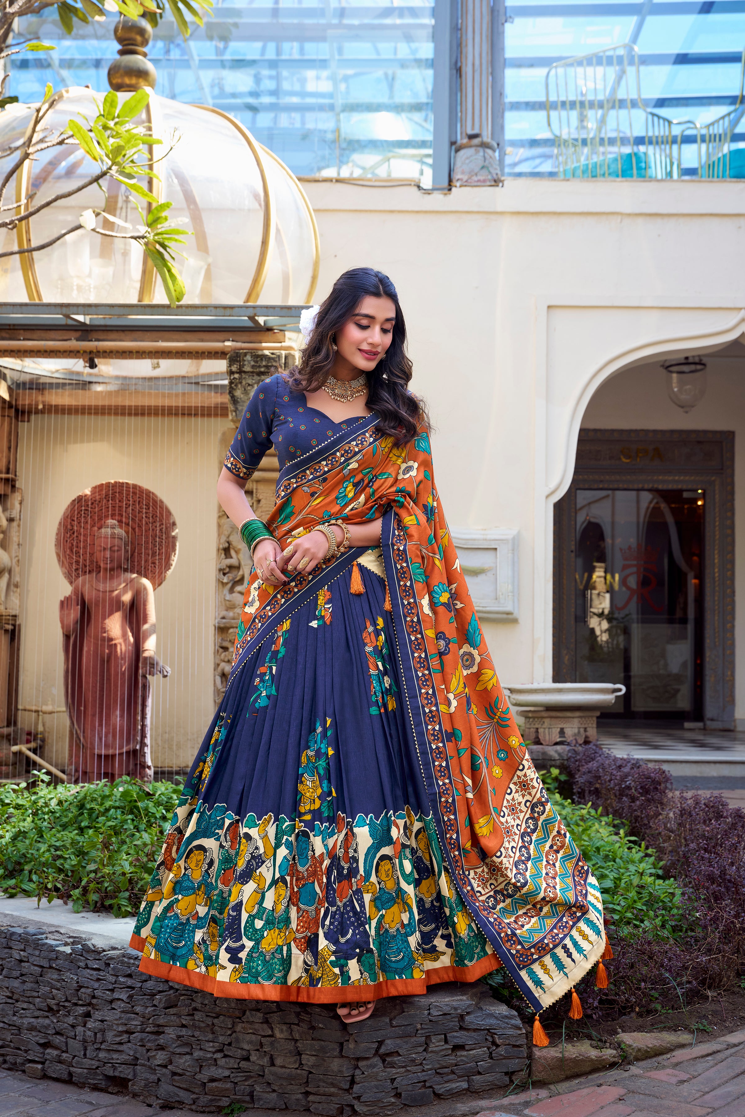 Tussar Silk Floral Patola Lehenga Set
