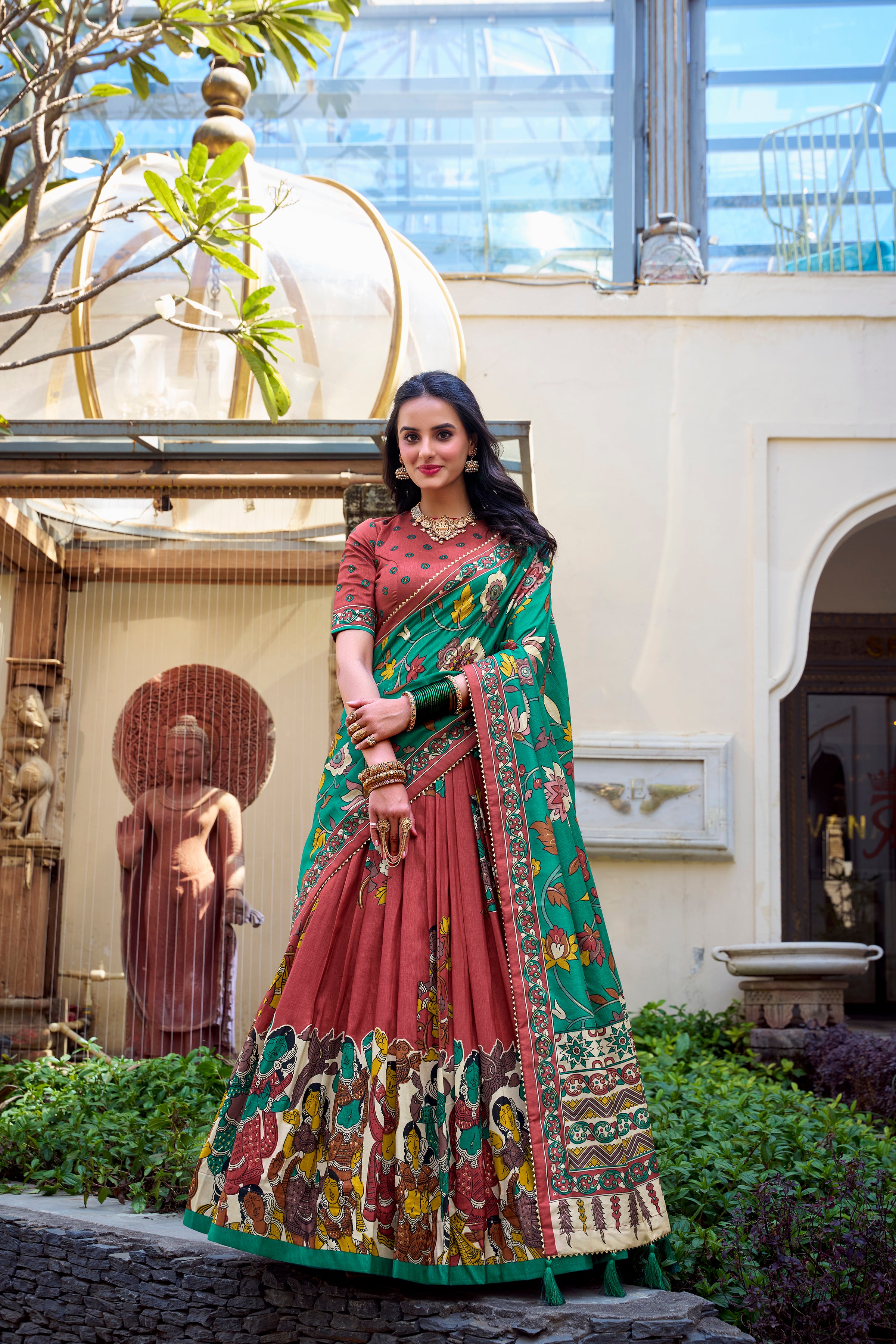 Tussar Silk Floral Patola Lehenga Set