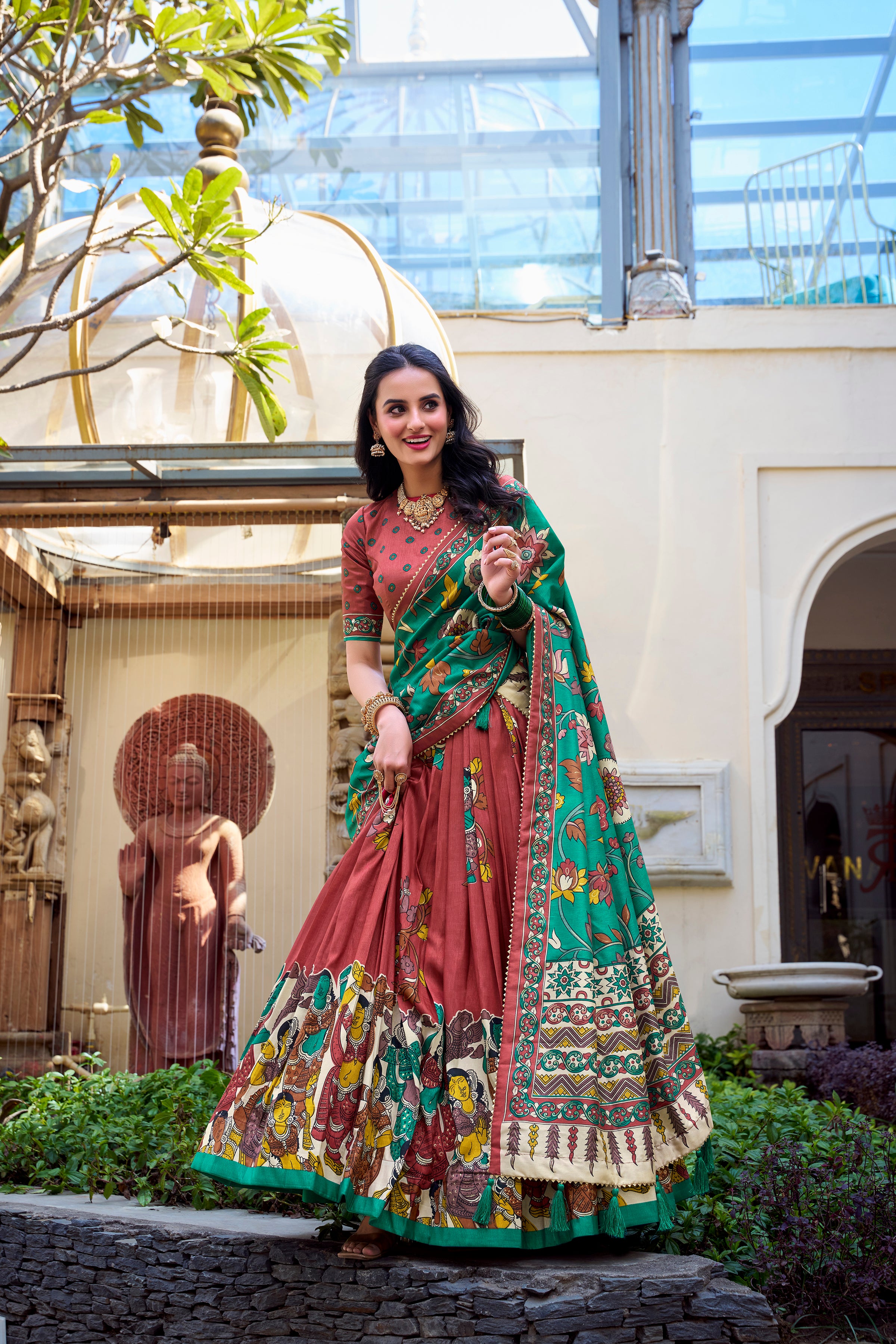 Tussar Silk Floral Patola Lehenga Set