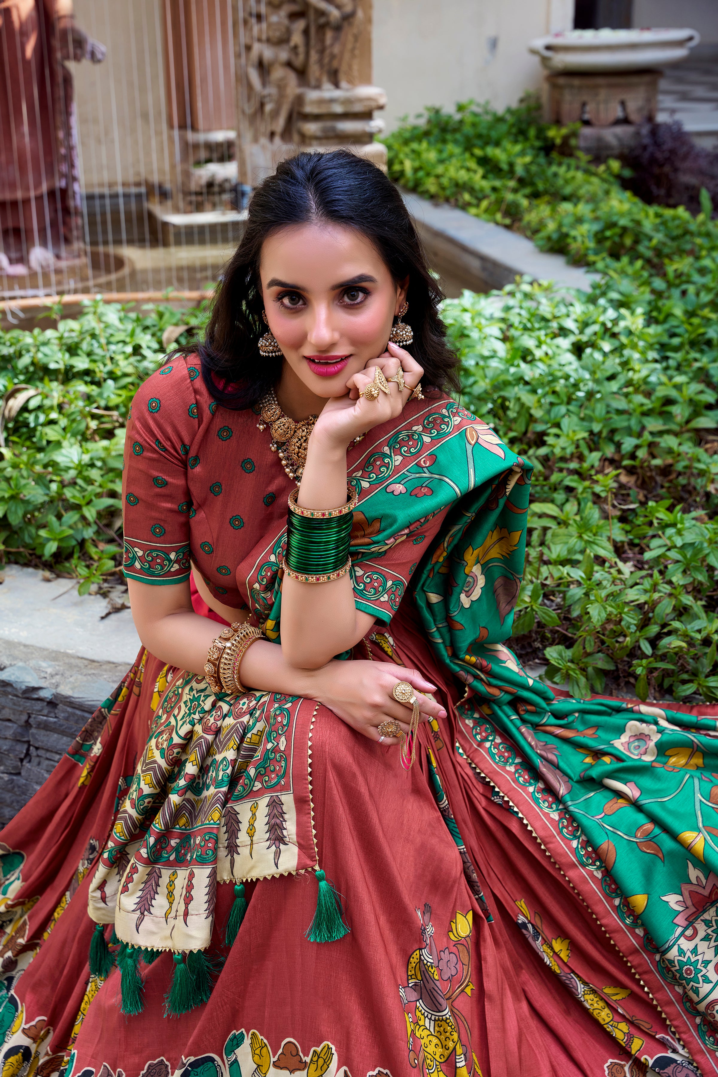 Tussar Silk Floral Patola Lehenga Set