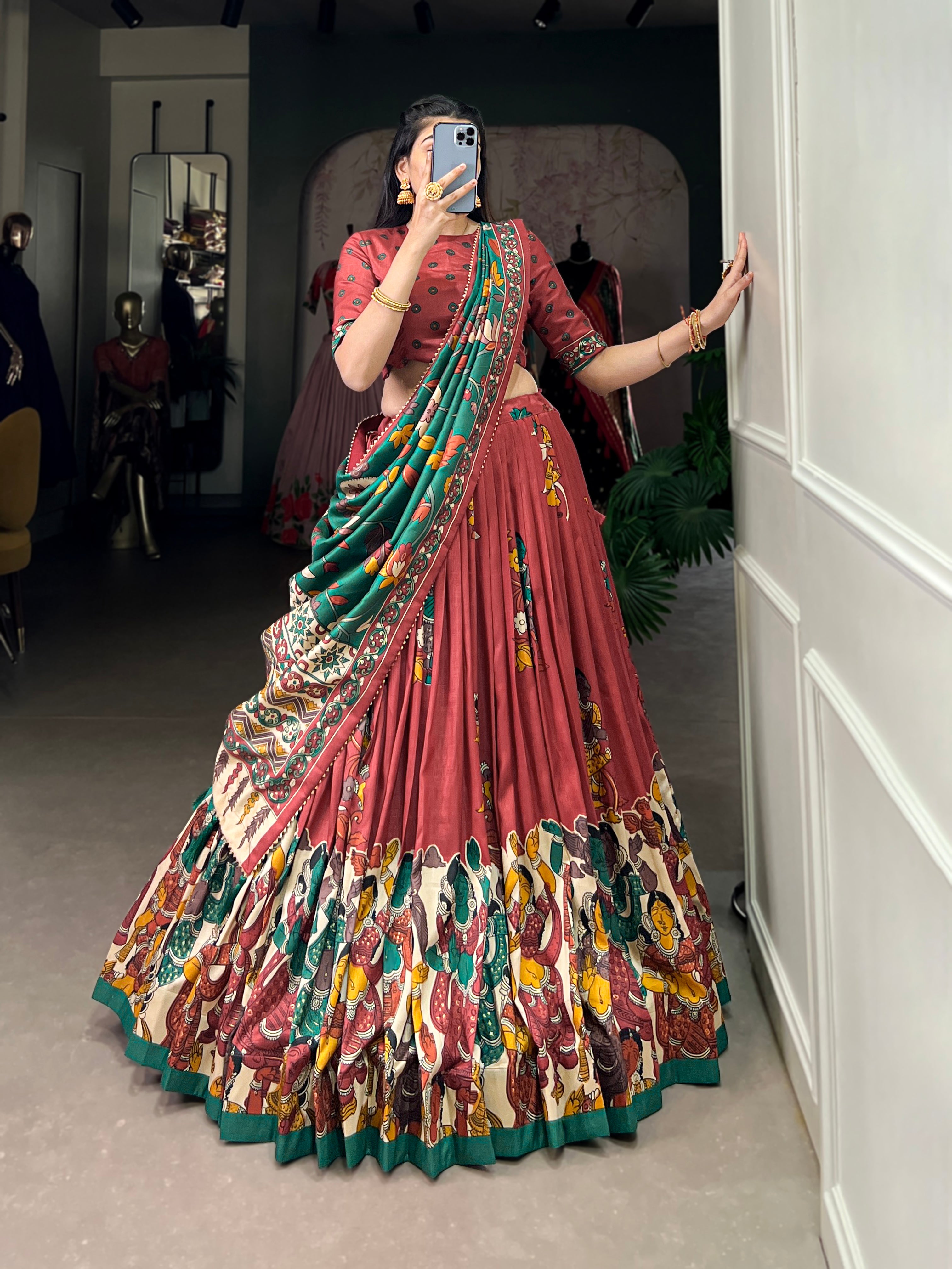 Tussar Silk Floral Patola Lehenga Set