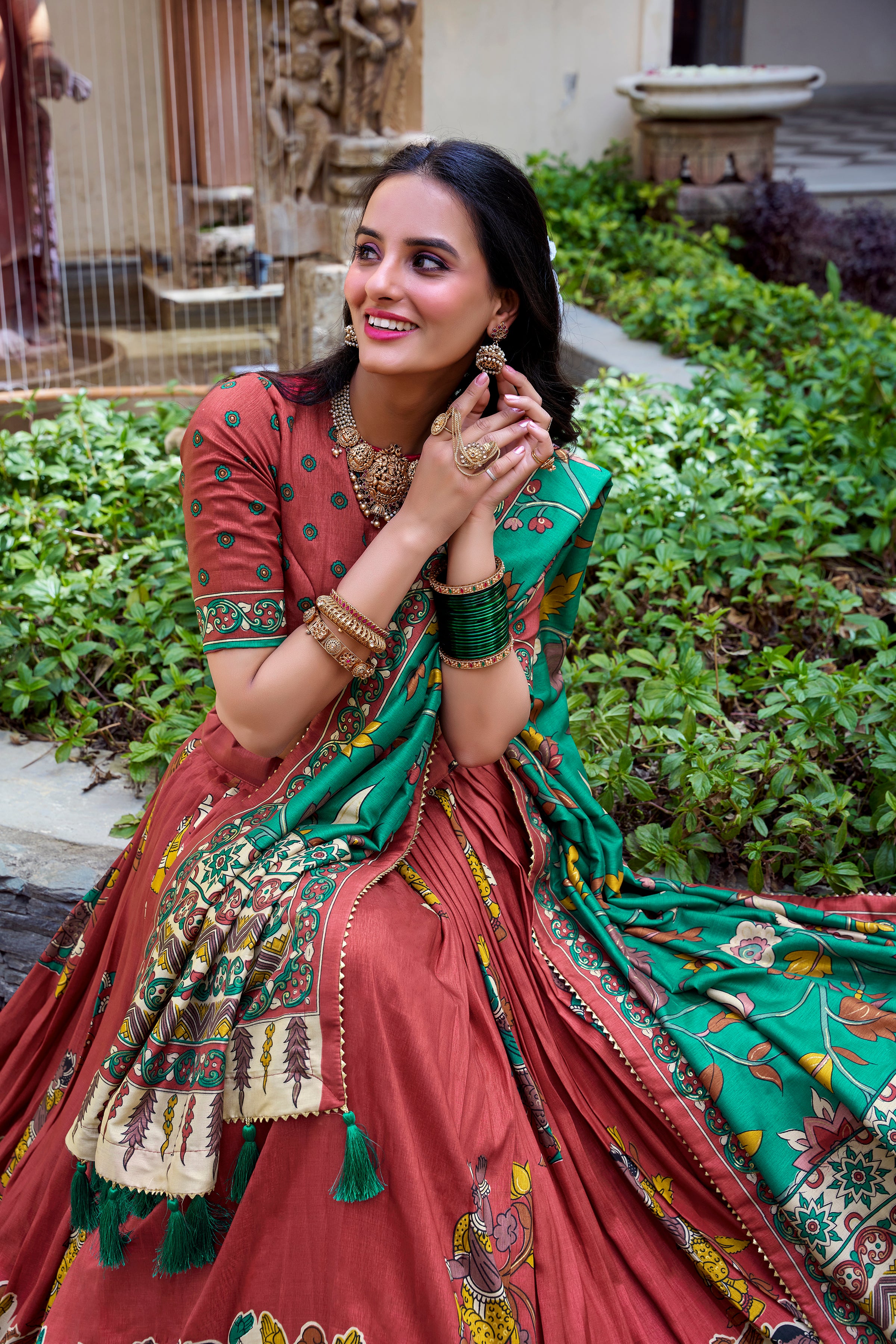 Tussar Silk Floral Patola Lehenga Set