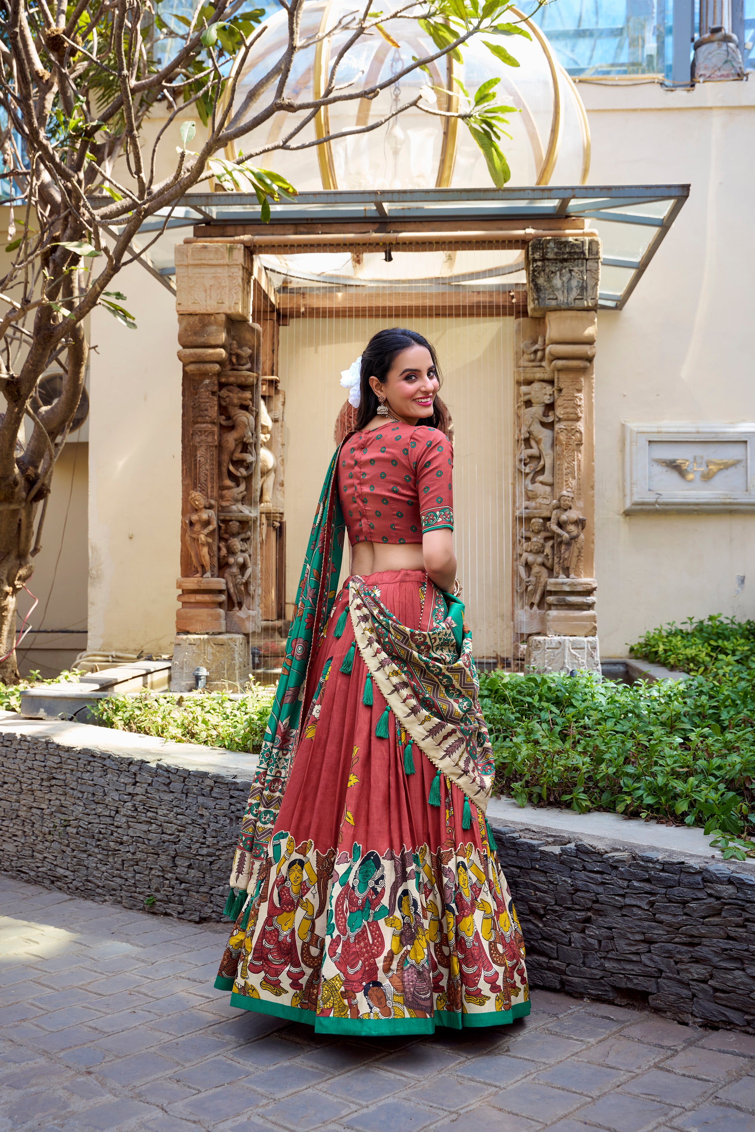 Tussar Silk Floral Patola Lehenga Set