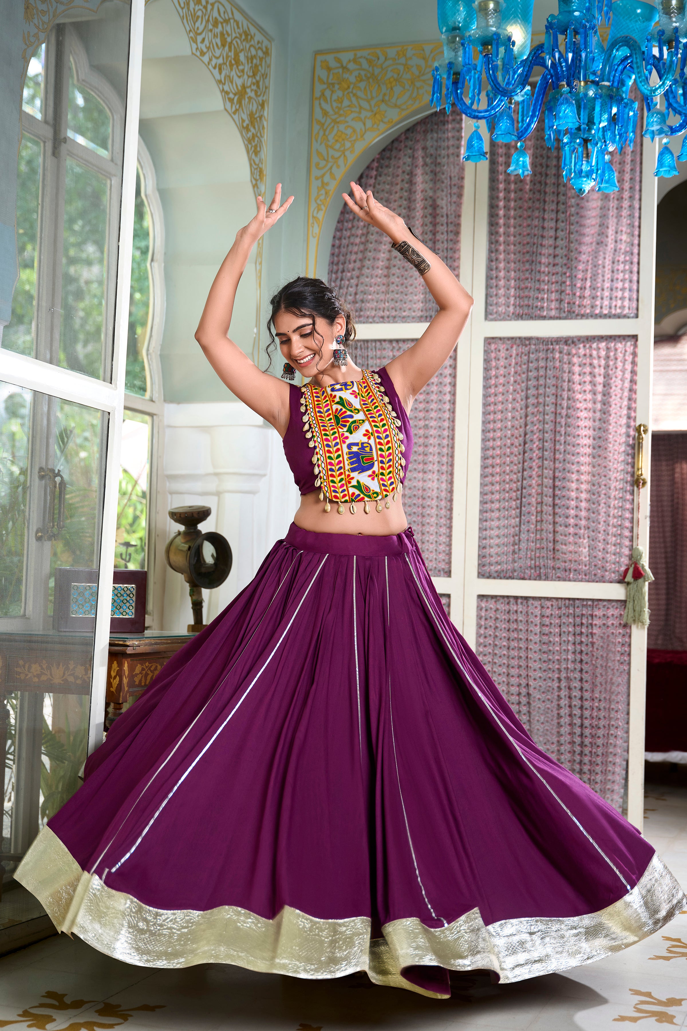 Rayon Lehenga with Gamthi Work Blouse