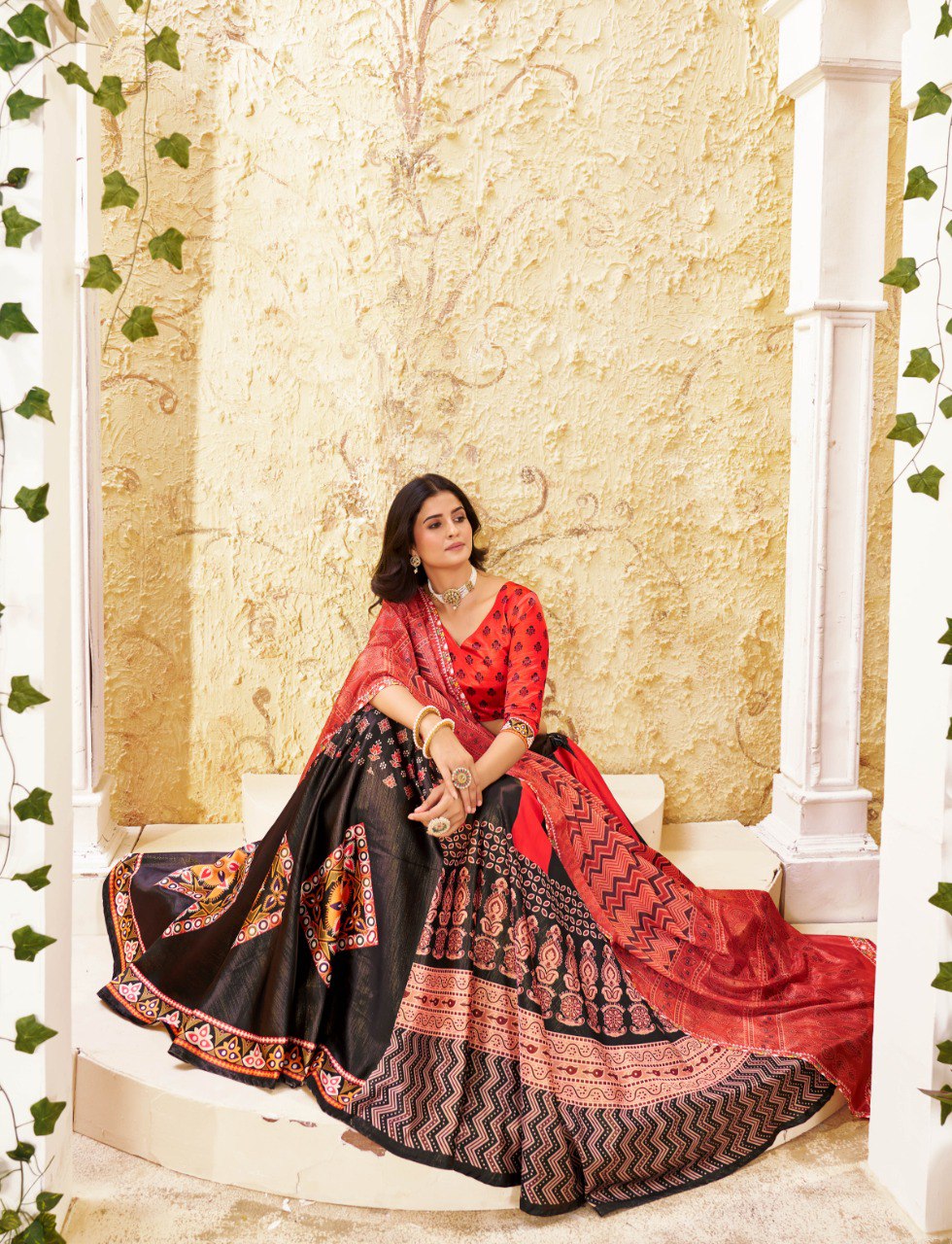 Gota Satin Digital Print Lehenga Choli