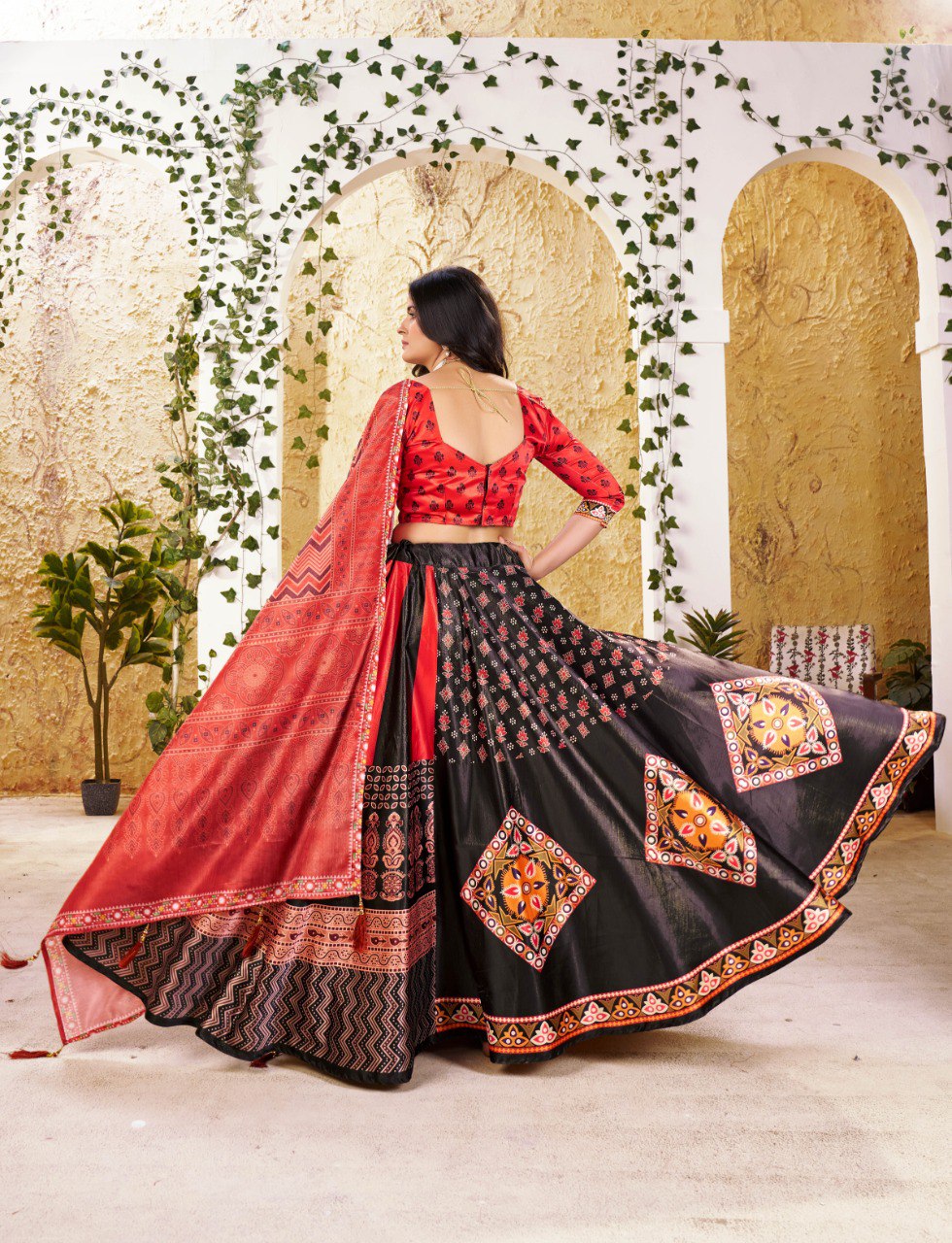 Gota Satin Digital Print Lehenga Choli