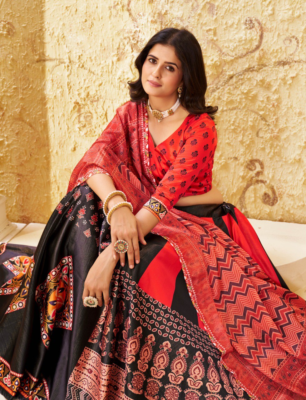 Gota Satin Digital Print Lehenga Choli