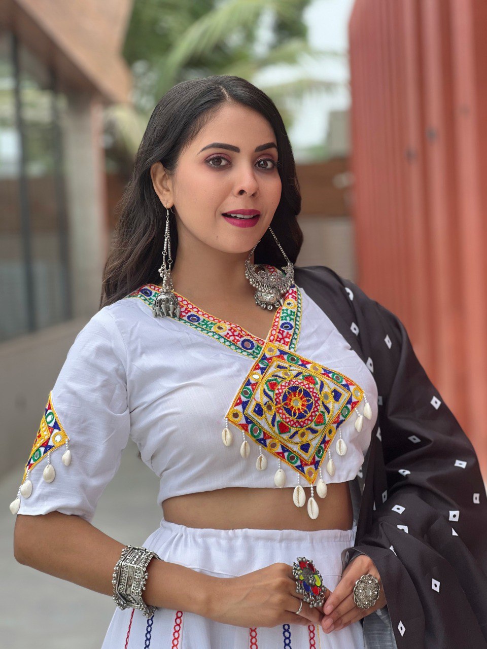 Gamthi Work with Real Mirror & Digital Printed Dupatta