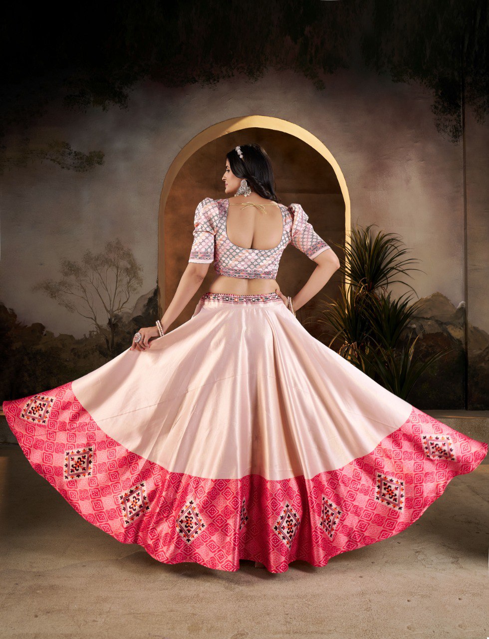 Gota Satin Digital Print Lehenga Choli with Chinon Dupatta