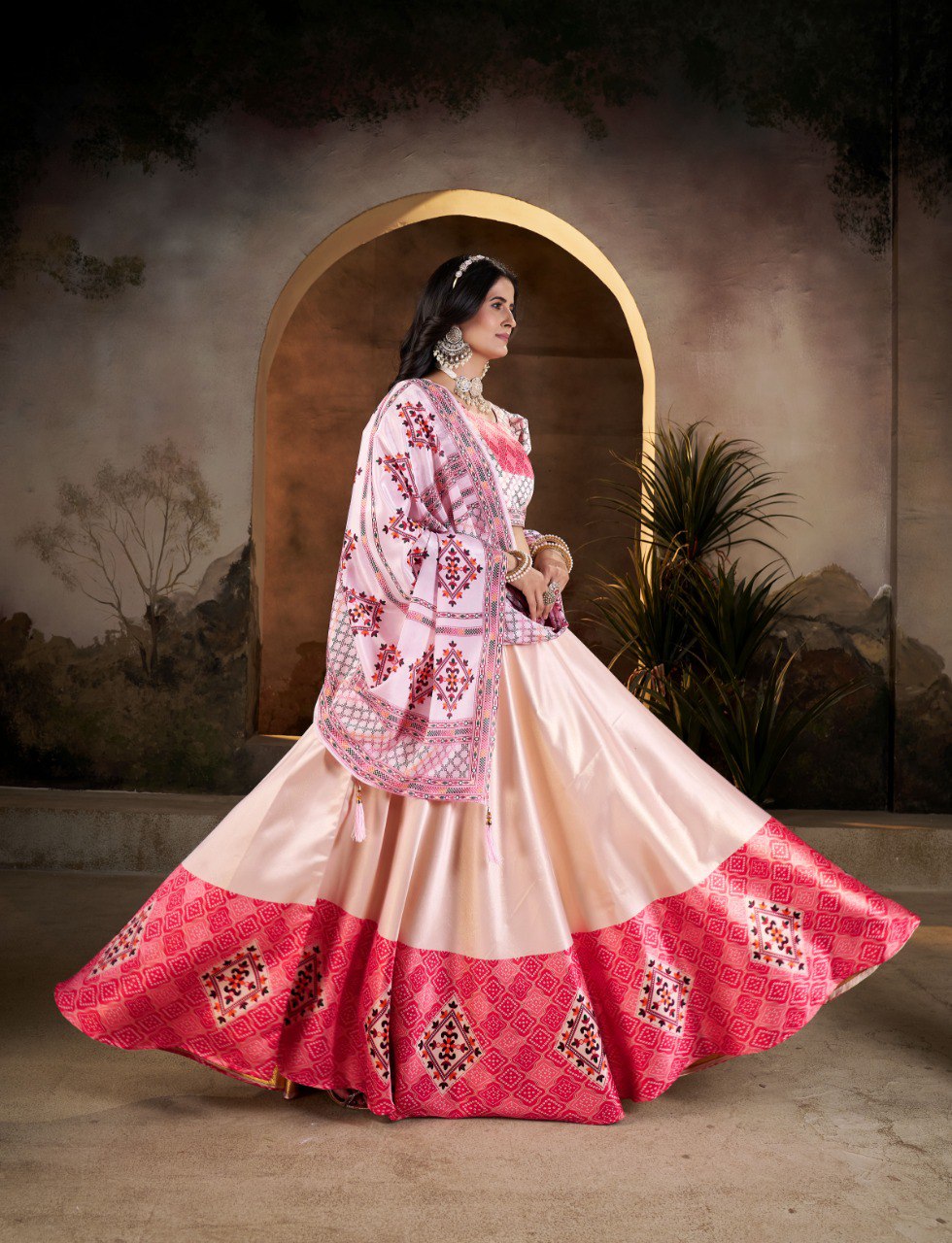 Gota Satin Digital Print Lehenga Choli with Chinon Dupatta