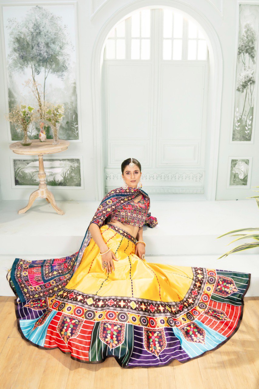 Zari Gota Digital Print Lehenga Set with Chinon Dupatta