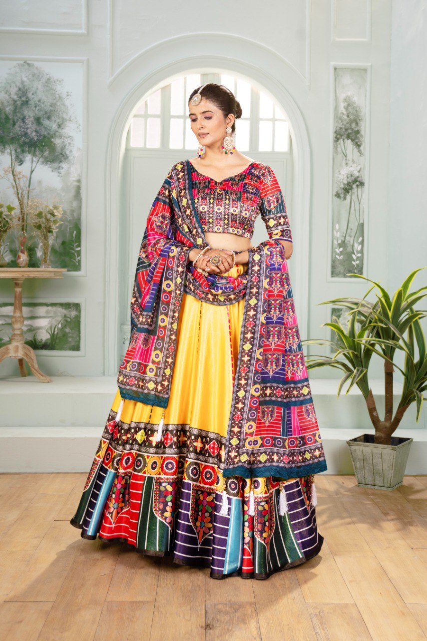 Zari Gota Digital Print Lehenga Set with Chinon Dupatta