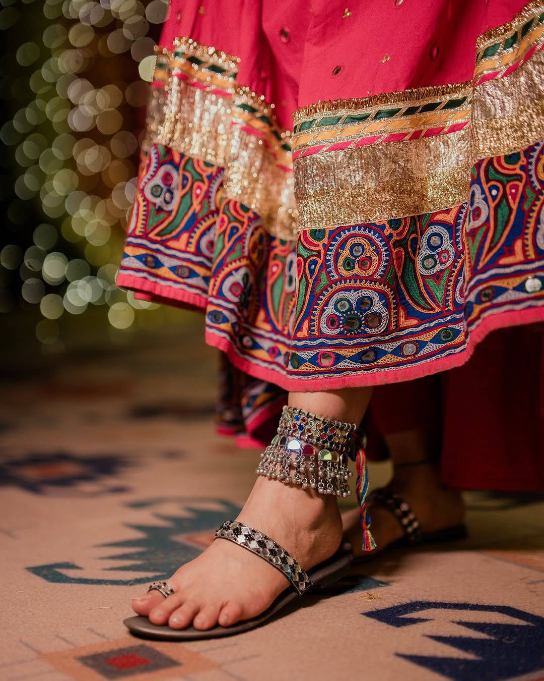 Rayon Cotton Mirror Work Lehenga Kurti Set