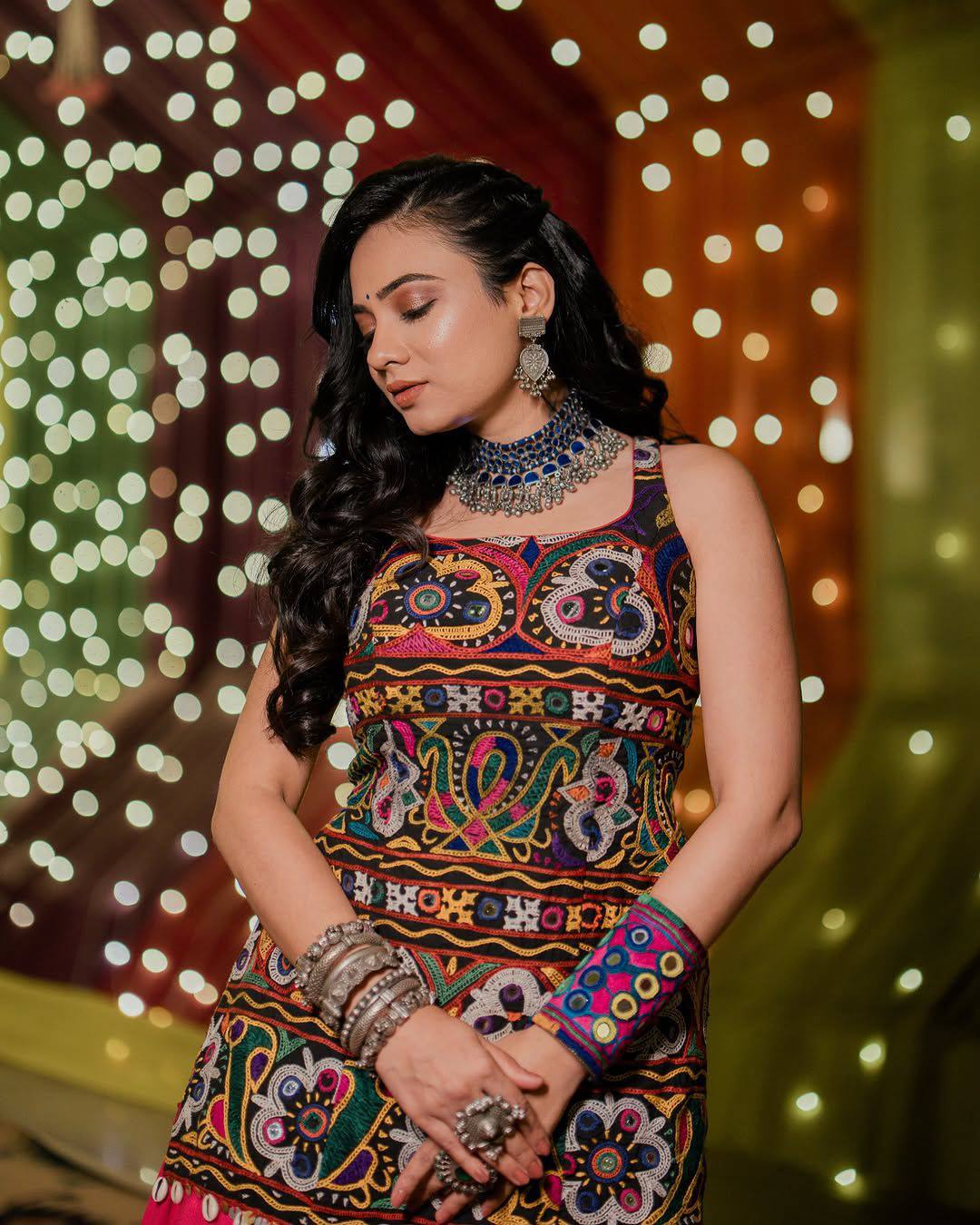 Rayon Cotton Mirror Work Lehenga Kurti Set