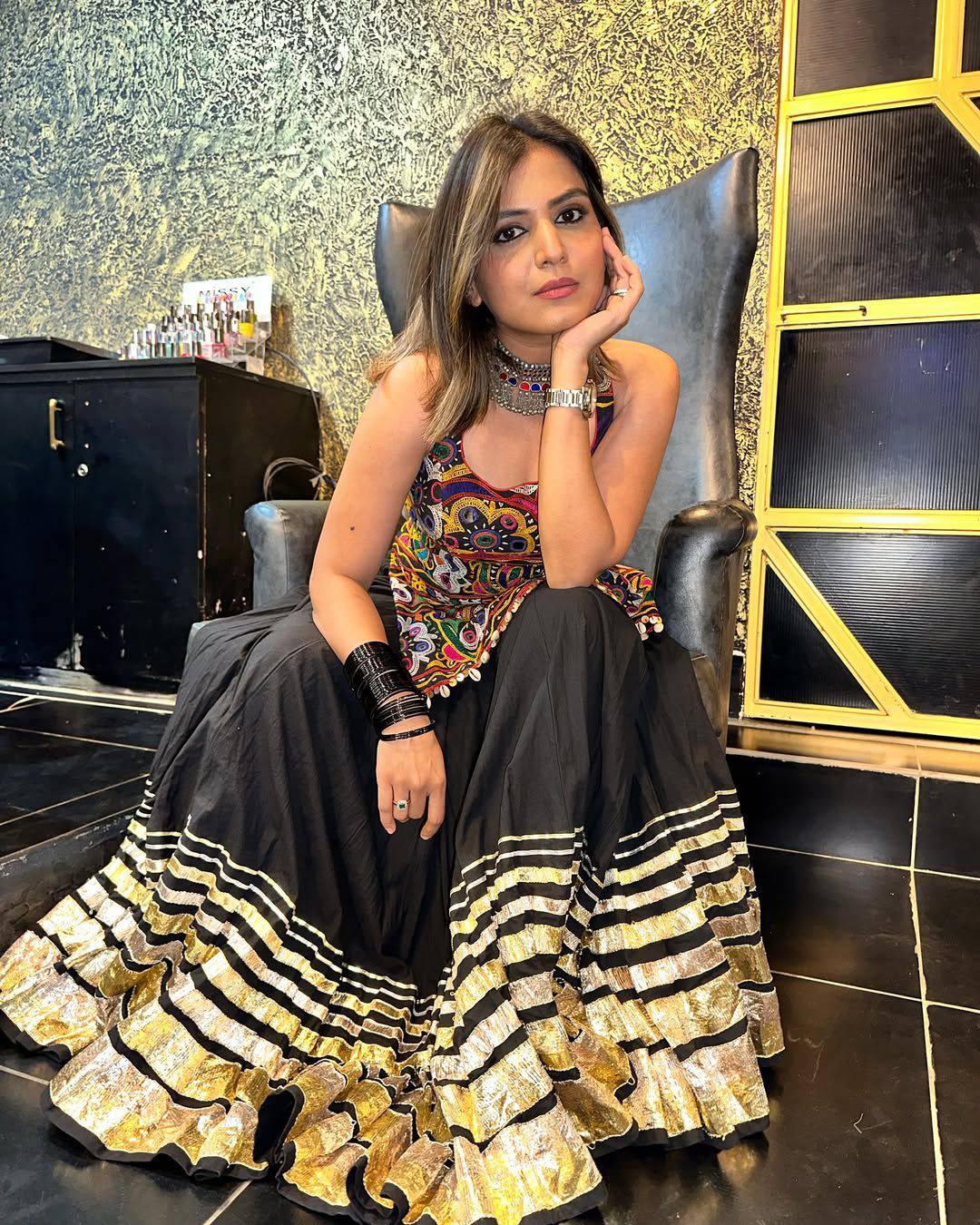 Heavy Muslin Cotton Western Kurti with Lehenga Set